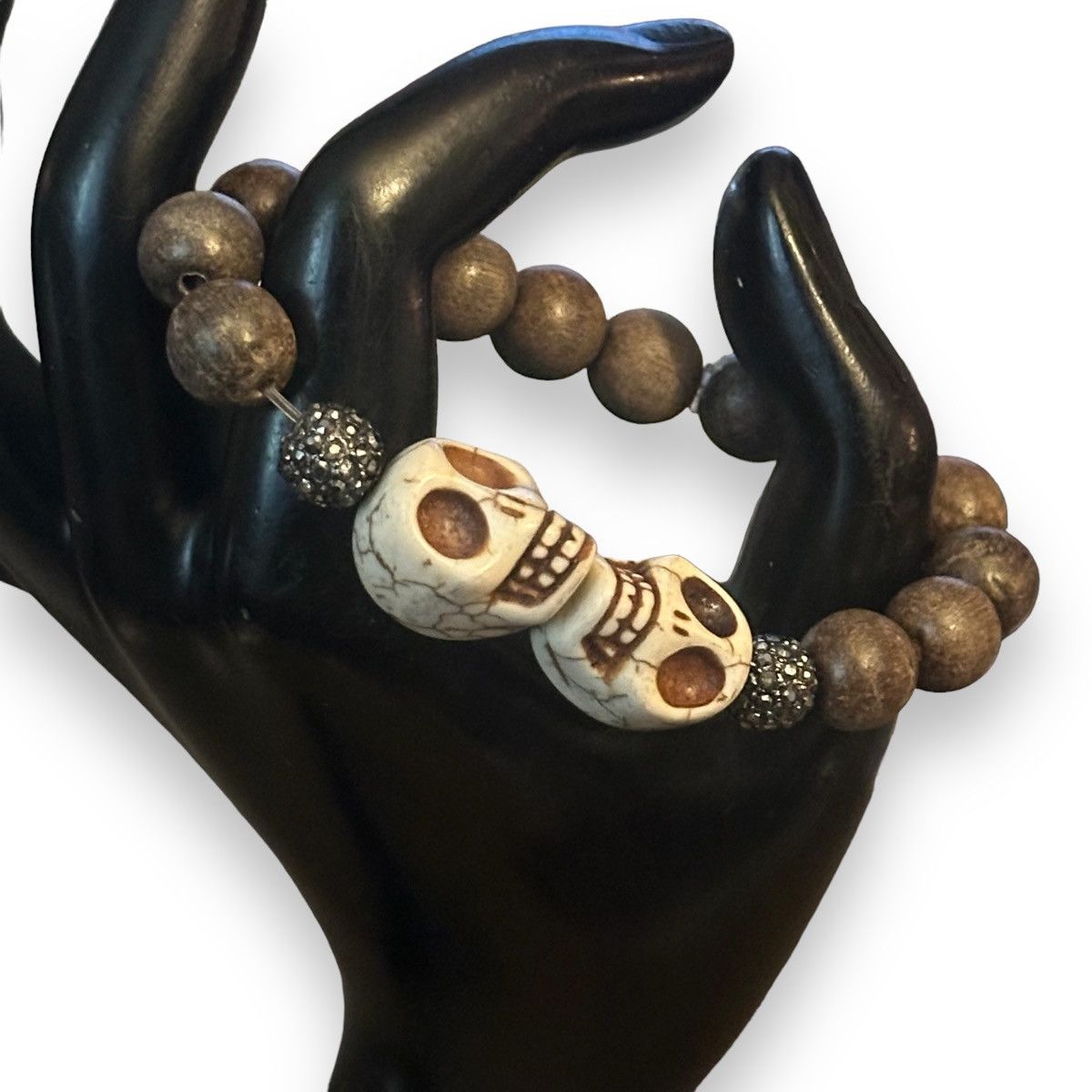 Other Wooden skull stretch bead bracelet Size ONE SIZE - 2 Thumbnail