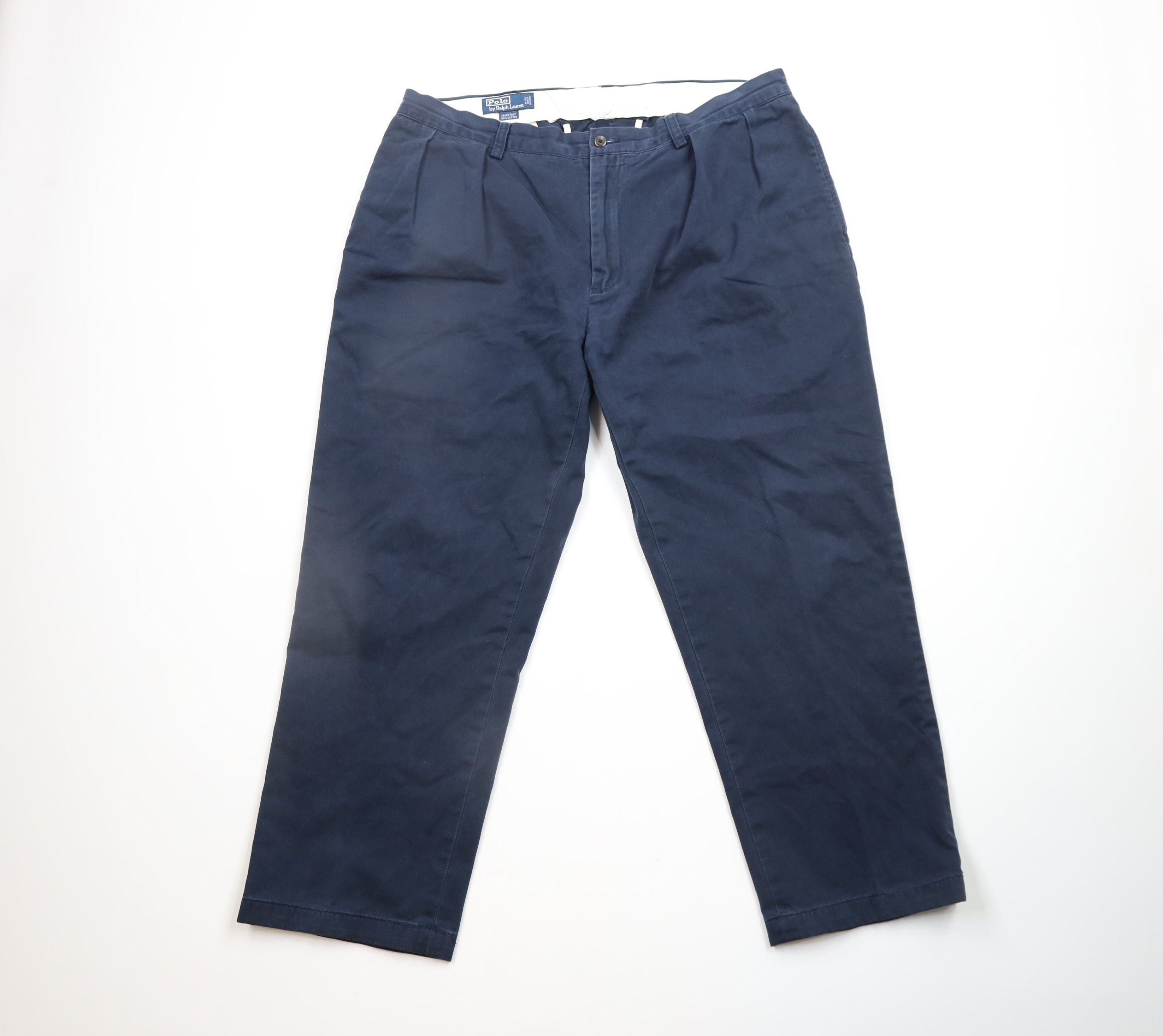 Ralph Lauren × Vintage Vintage 90s Ralph Lauren Wide Leg Chino Pants Navy Blue Size US 38 / EU 54 - 1 Thumbnail