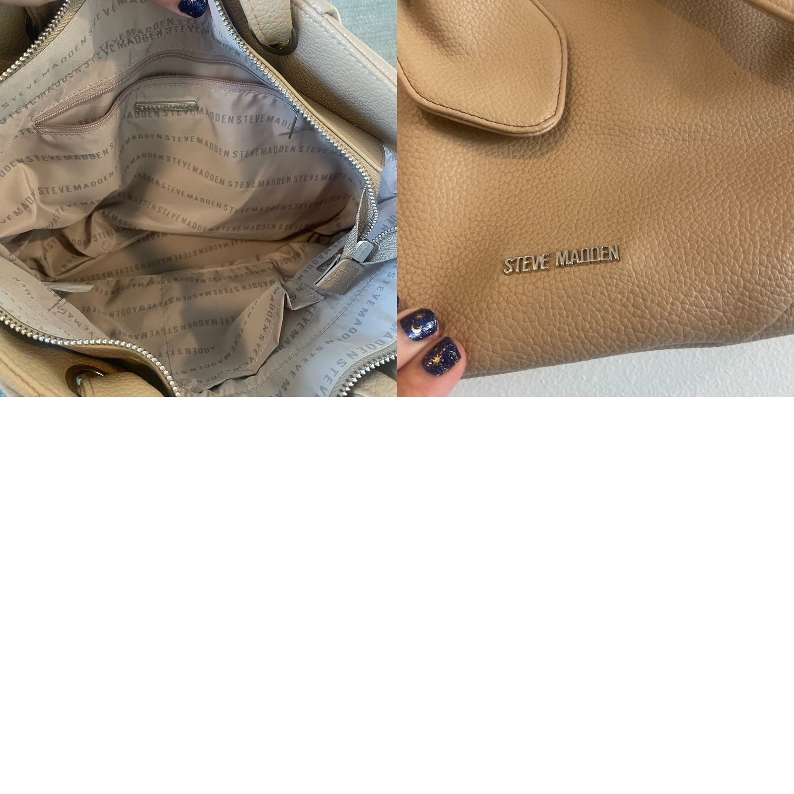 Steve Madden Steve Madden Shoulder Bag Medium Tan Faux Leather Purse Classic Pockets Size ONE SIZE - 7 Thumbnail