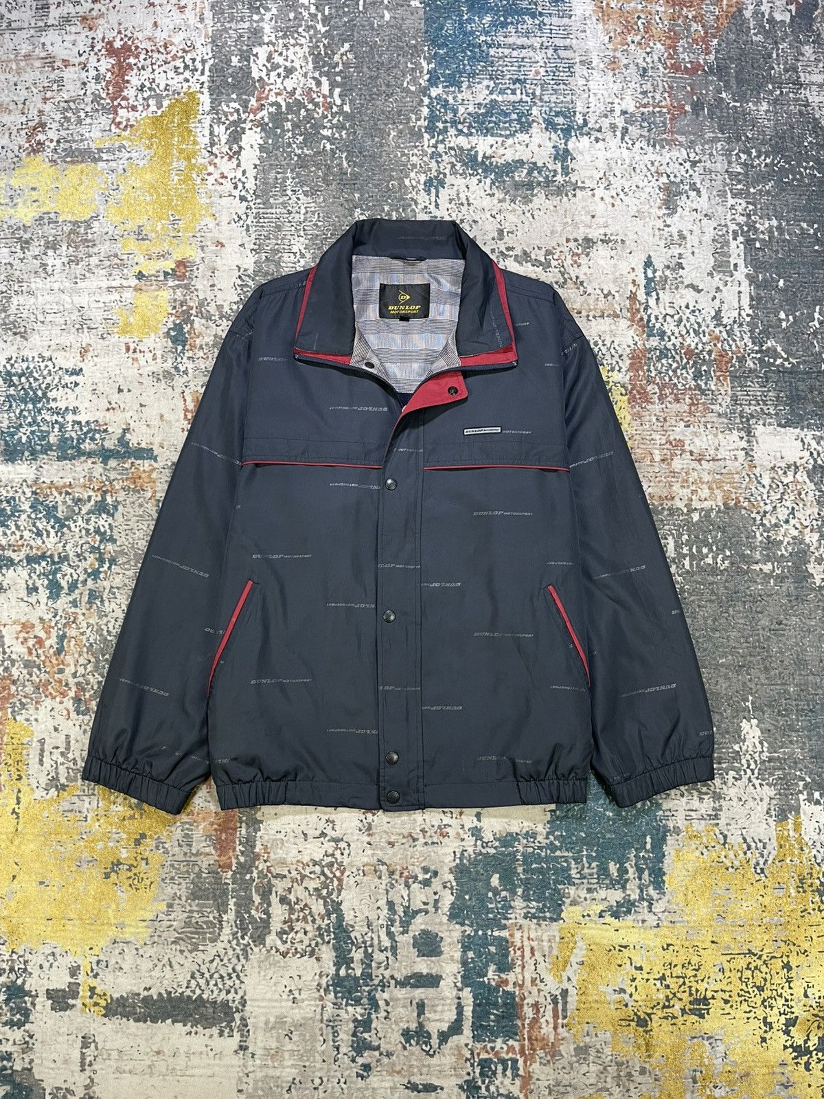 Dunlop Dunlop Overprinted Double Collar Windbreaker Jacket Size US L / EU 52-54 / 3 - 1 Thumbnail