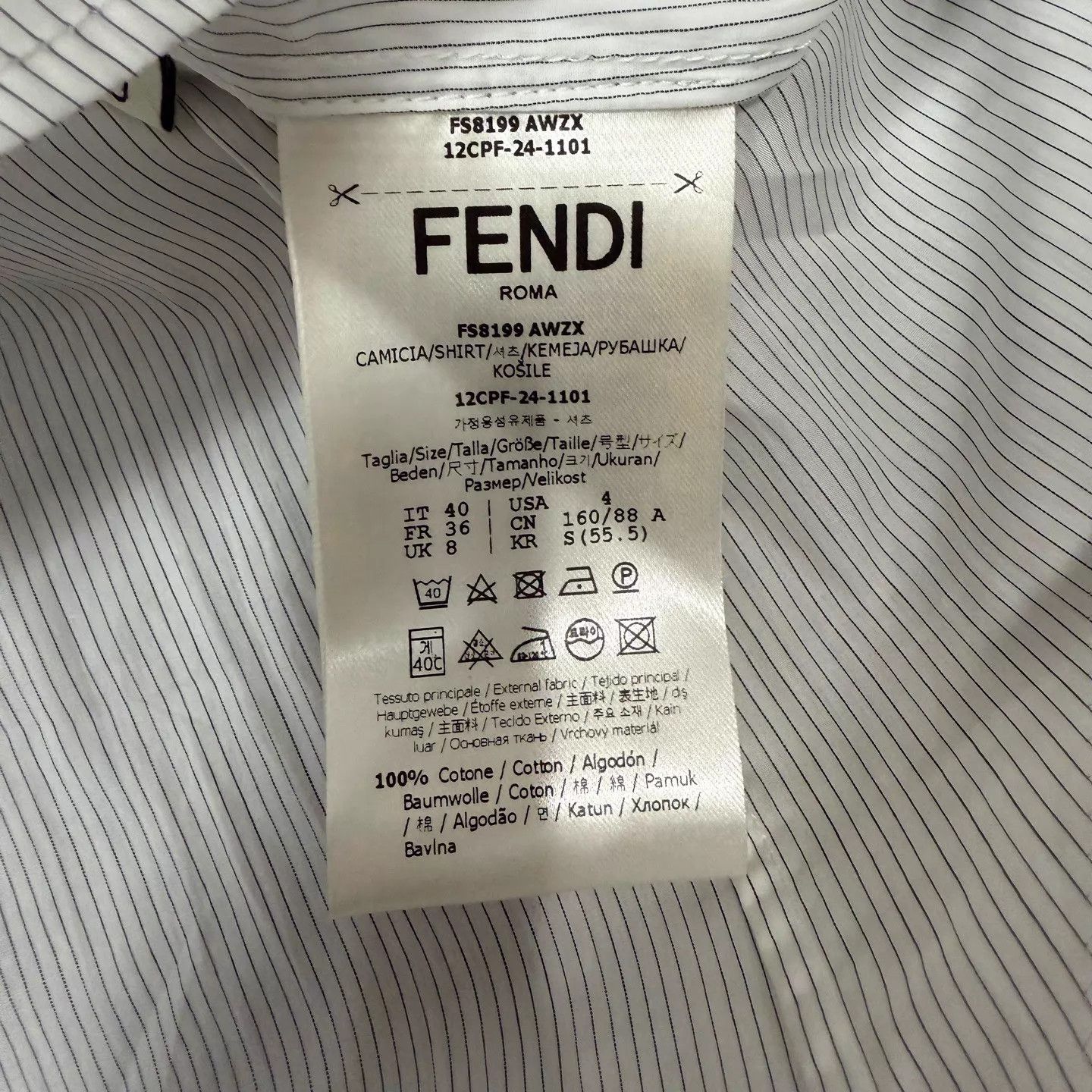 Fendi Fendi Striped Long Sleeve Shirt 40 Unused W/Tags Size S / US 4 / IT 40 - 4 Thumbnail