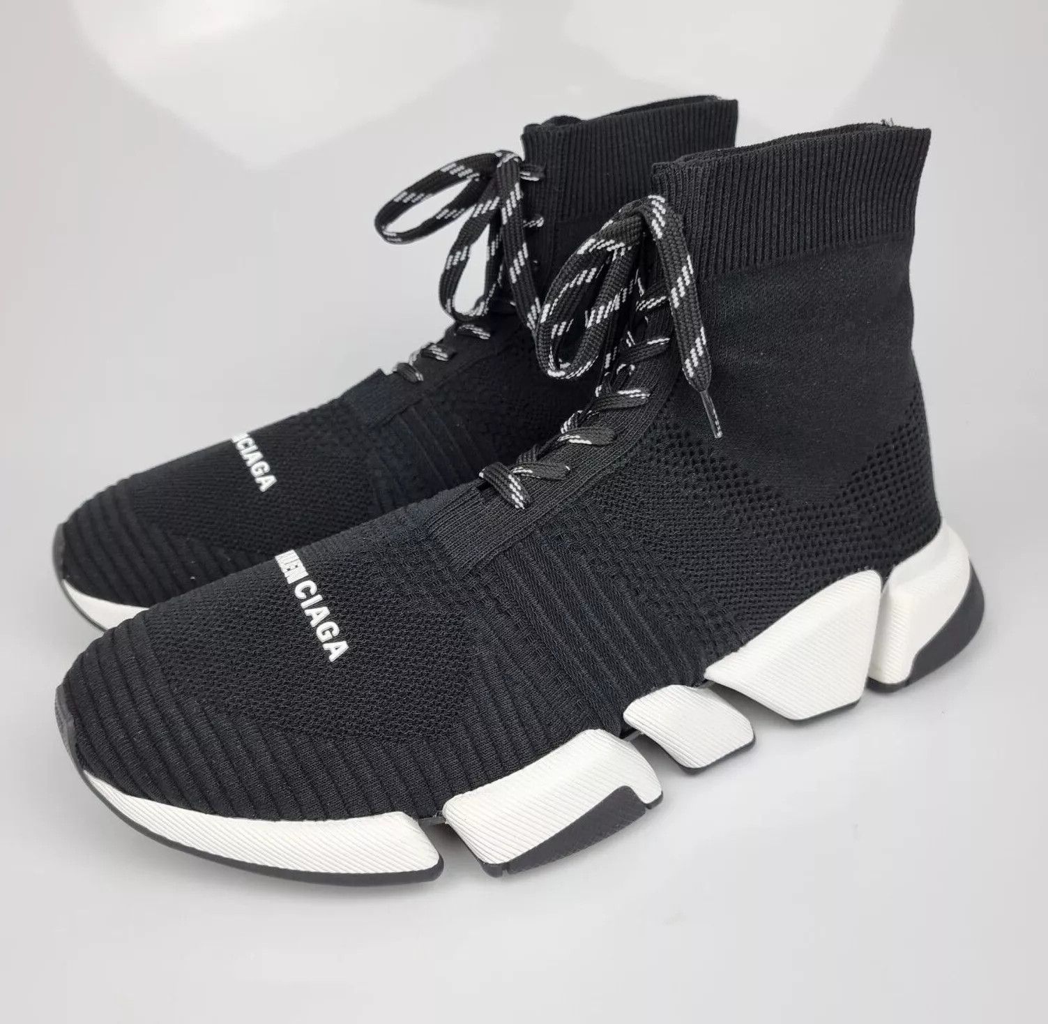 Balenciaga Speed Laced Black And White Sneakers New