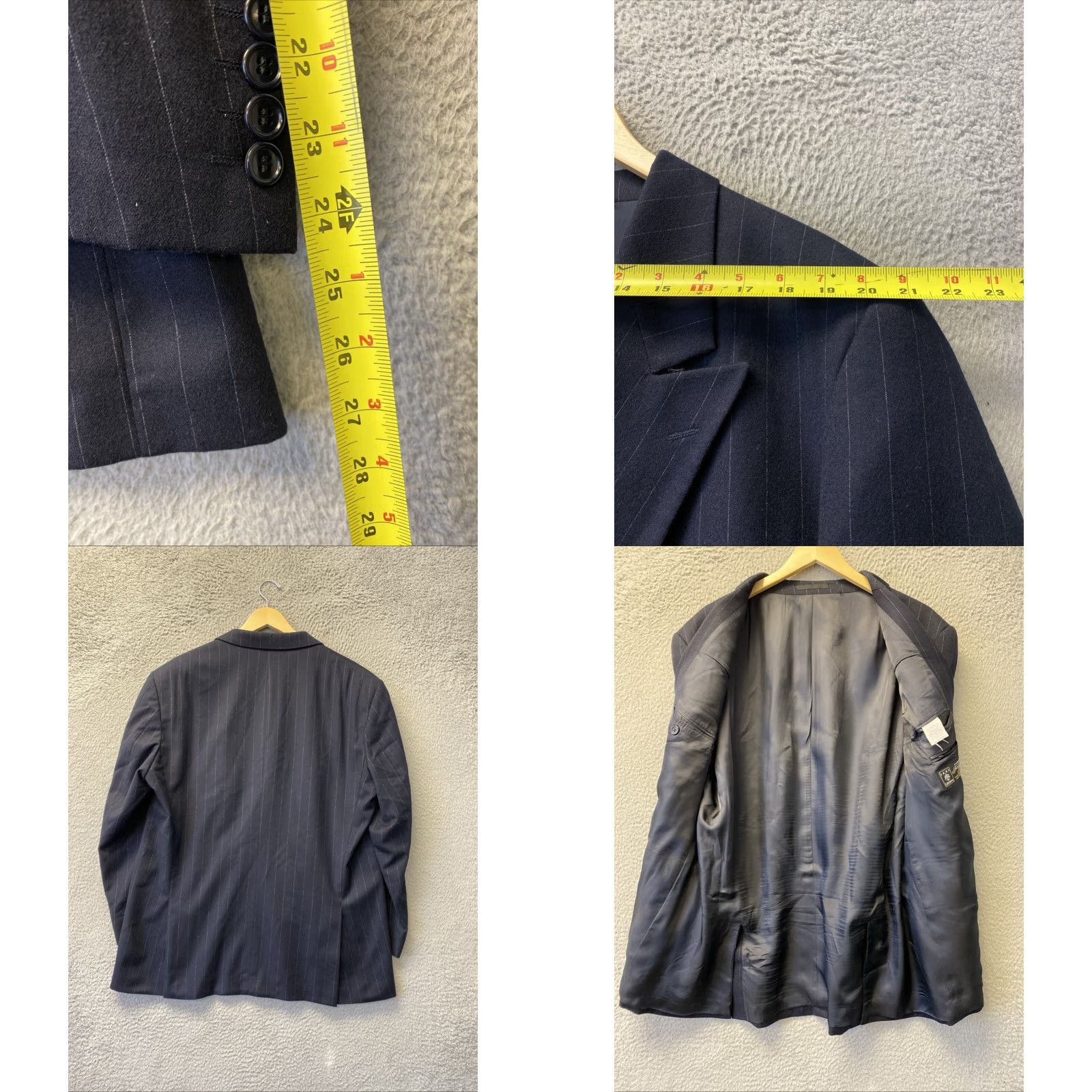 Vintage CERRUTI 1881 Navy Striped Wool Blazer Sport Coat 44R Mens Size 44R - 8 Thumbnail