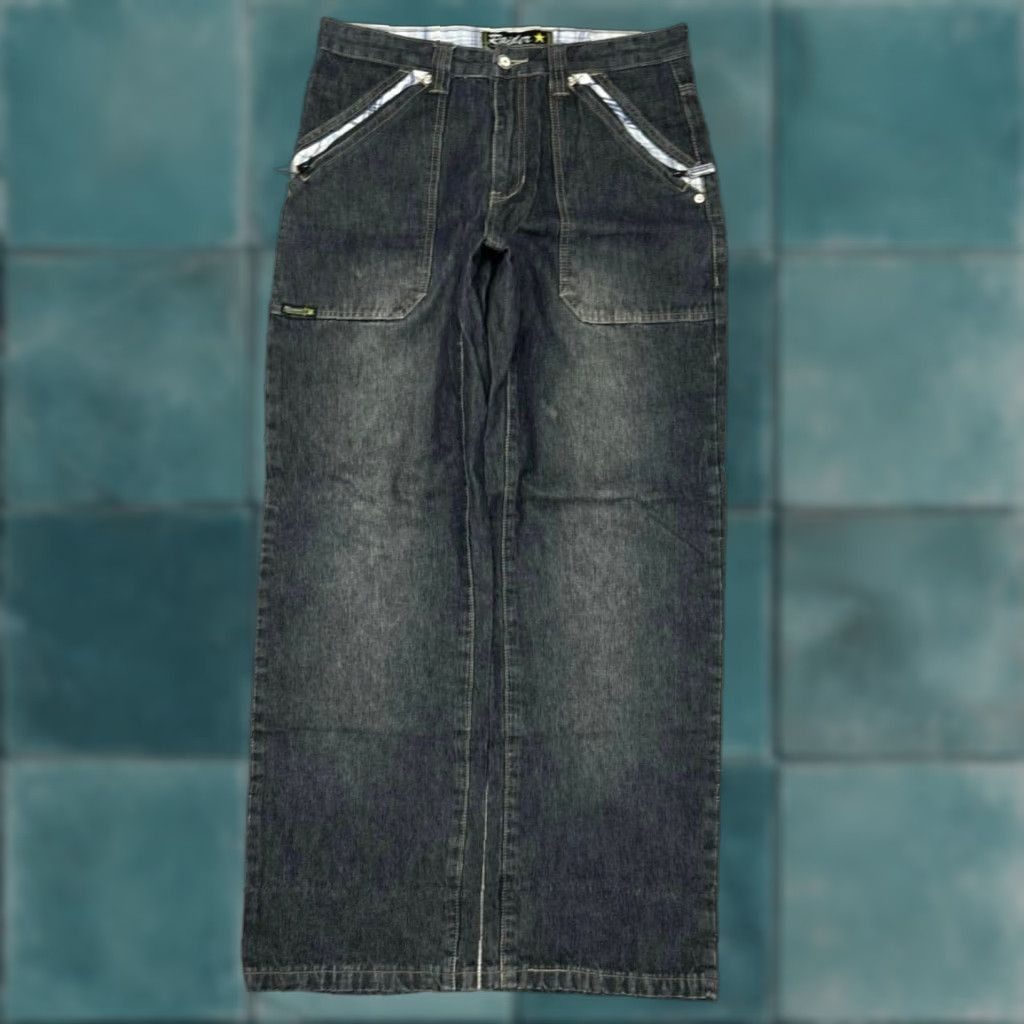 Vintage VINTAGE Raiders Infamous Blue Dark Wash Womens 16 Plaid Trim Straight Leg Jeans Size 38" / US 16 / IT 52 - 1 Thumbnail