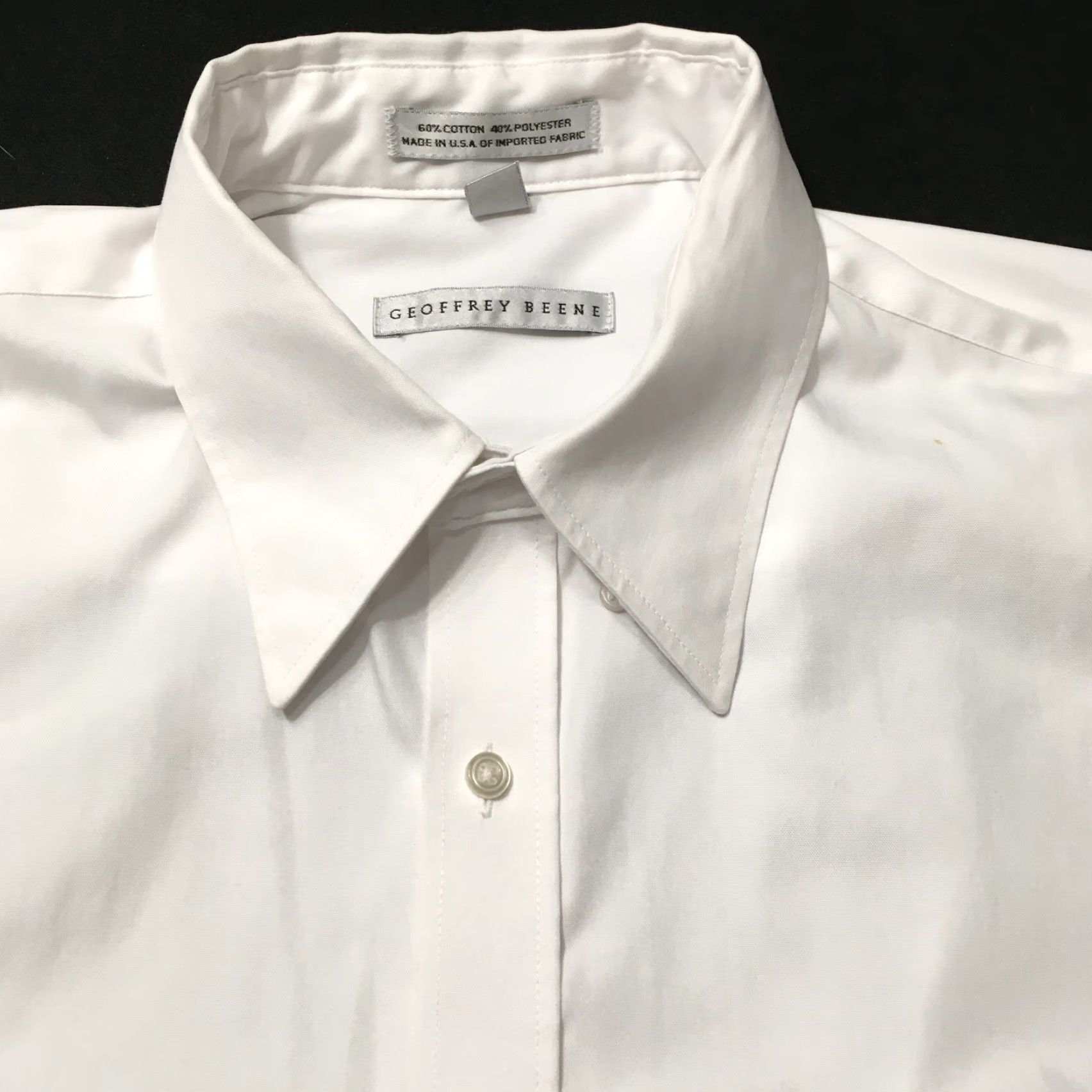 Geoffrey Beene VINTAGE Geoffrey Beene Shirt 80s White Large Collar Dress Casual L Cotton Long Sleeve 17x34 Mens Boys Womens? Size 42R - 2 Thumbnail