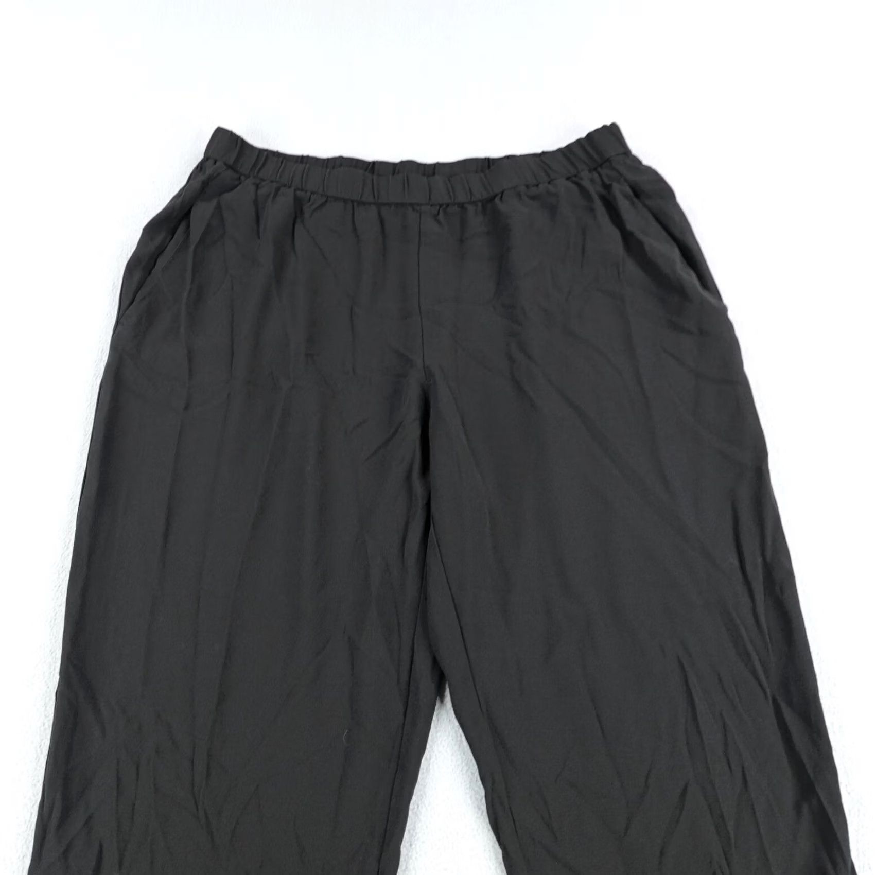 Eileen Fisher Eileen Fisher Pants Womens Medium Black Silk Tapered Lightweight Stretch Office Dress Pants Size 30" / US 8 / IT 44 - 2 Thumbnail