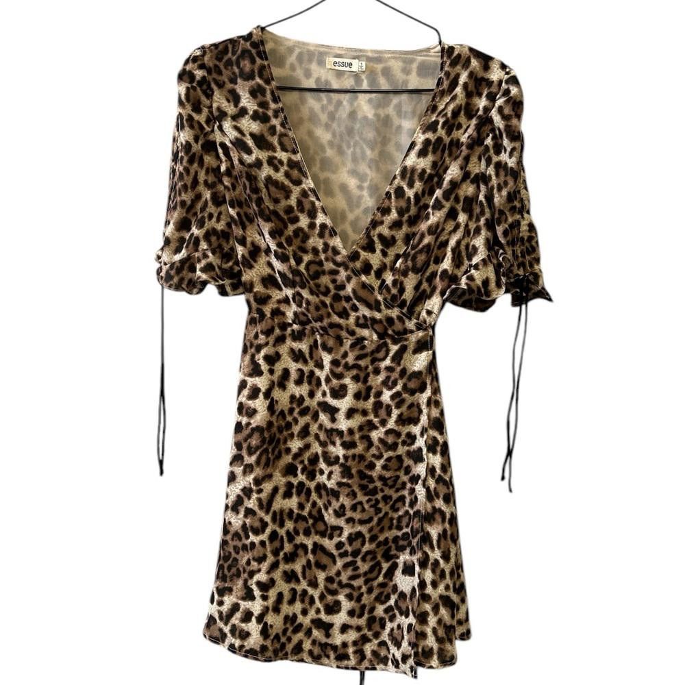 Designer Leopard Print Wrap Mini Dress Size S / US 4 / IT 40 - 2 Thumbnail