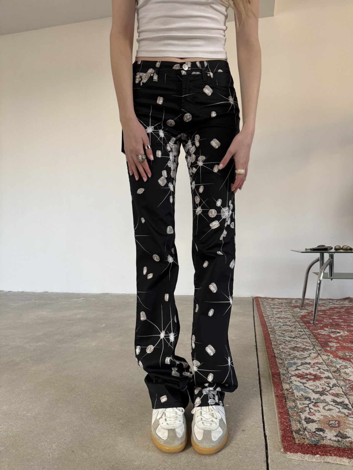If Six Was Nine × Versace Archival Versace Shiny Diamond Flared Pants Size 31" - 13 Thumbnail