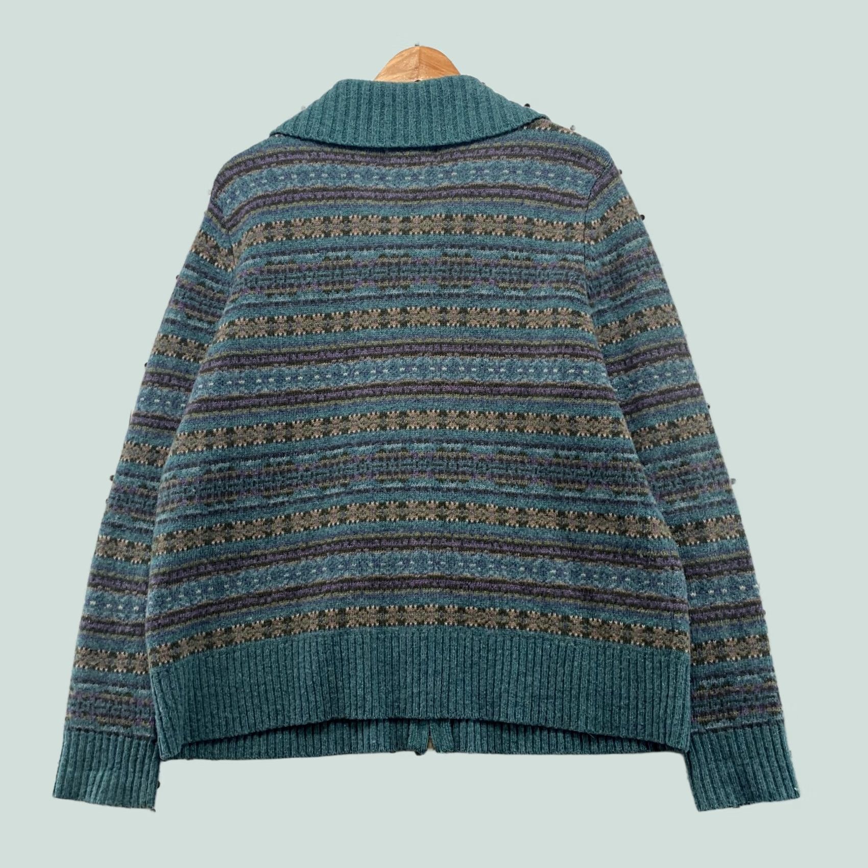 Eddie Bauer Eddie Bauer Wool Cardigan Sweater Womens XL Teal Collectibles Fair Isle Collar Vintage Size XL / US 12-14 / IT 48-50 - 1 Thumbnail