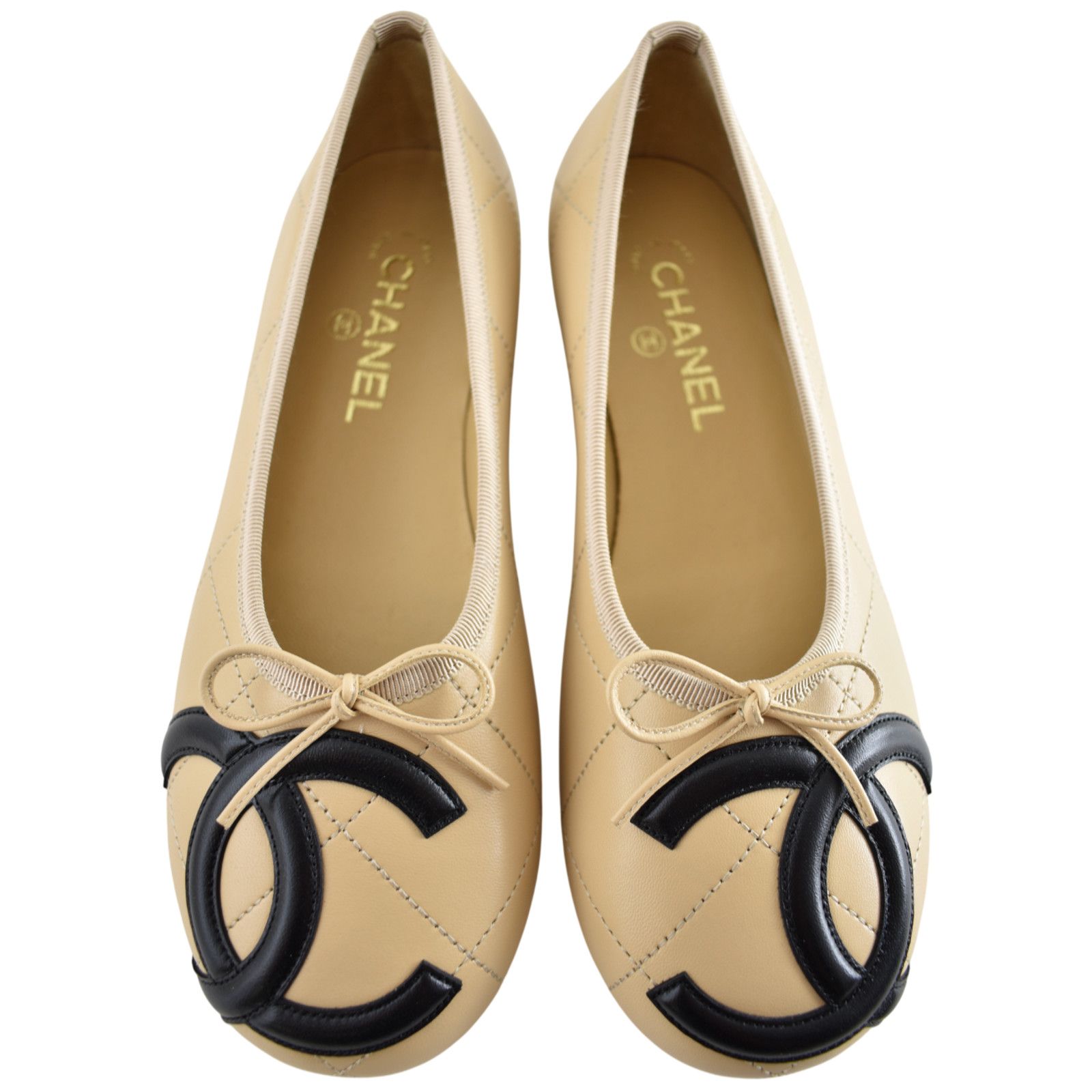Chanel Chanel Coco Beach Beige Black CC XL Logo Ballet Flat 36.5 Size US 5.5 / IT 35.5 - 1 Thumbnail