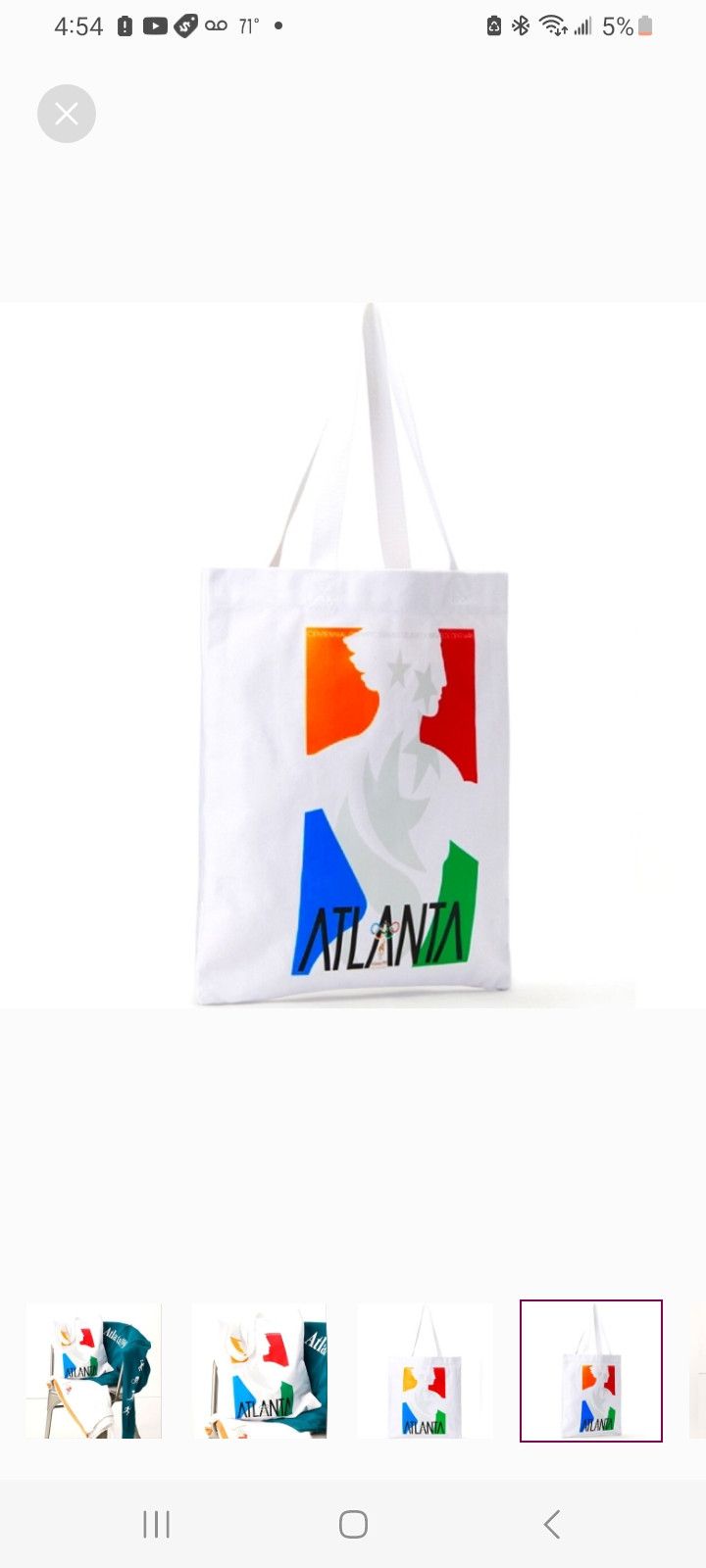 USA Olympics Olympics Atlanta Canvas Tote Bag Size ONE SIZE - 3 Thumbnail
