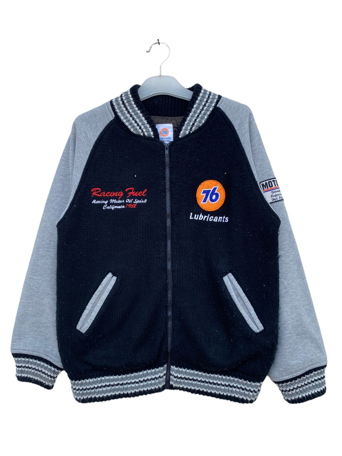 image of Avant Garde x Vintage 76 Lubricant Varsity Jacket in Black, Men's (Size Medium)