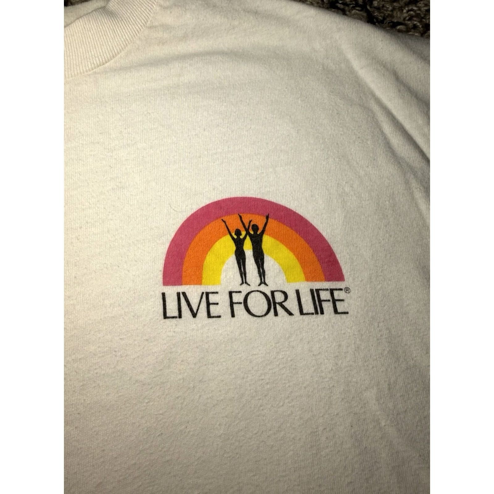 Hanes VINTAGE Shirt Unisex Adults M White 80s Live For Life Cult Church Heavens Gate Tee Shirt Mens Size US M / EU 48-50 / 2 - 5 Thumbnail
