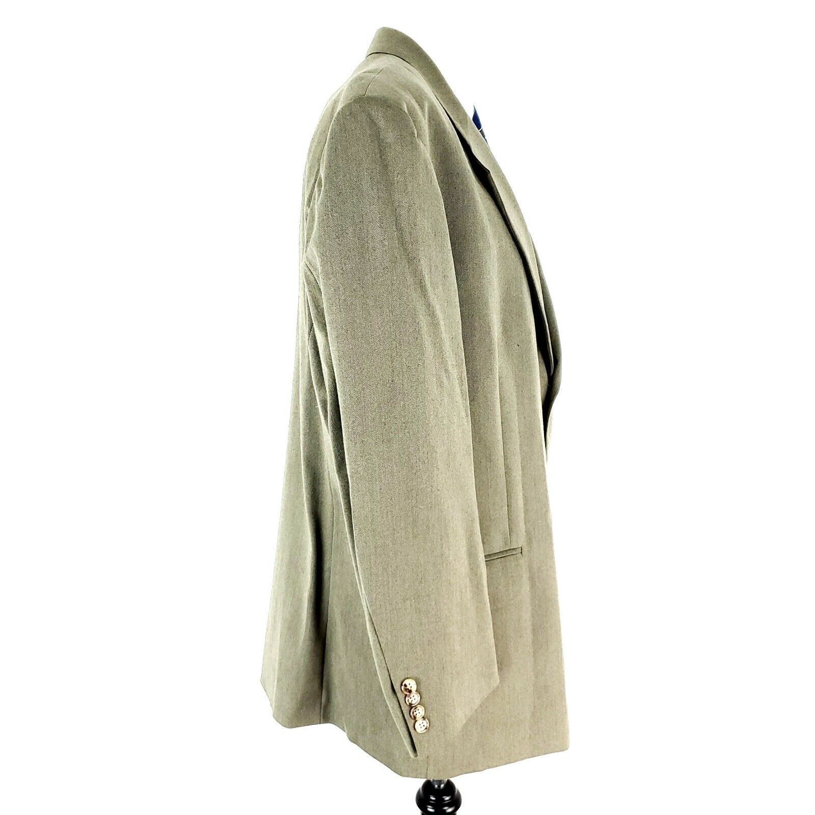 Oscar De La Renta Oscar De La Renta Wool 2 Button Blazer 46R Tan Herringbone S Size 46R - 7 Thumbnail