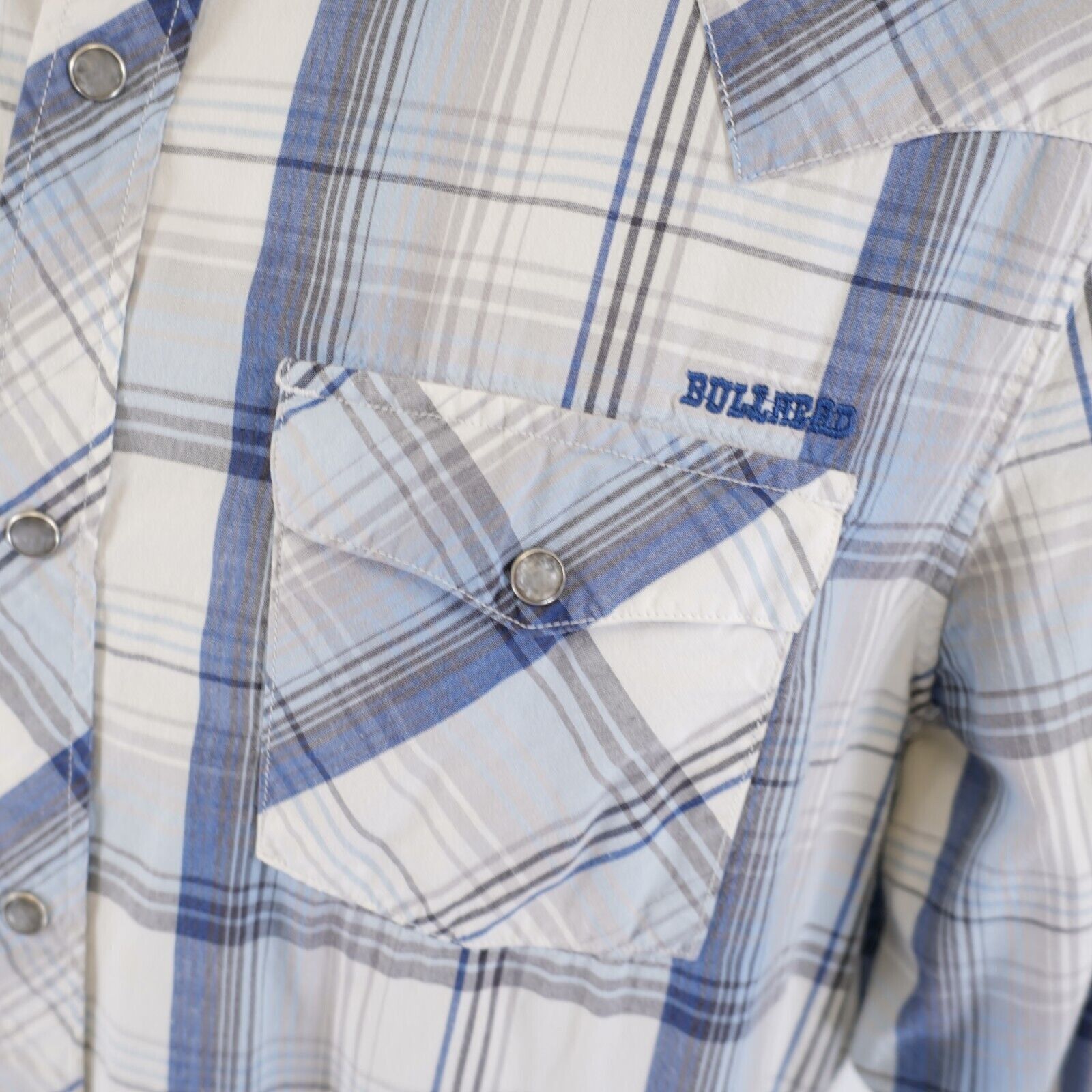 Other Bullhead Western Style Pearl Snap Large White Blue Plaid Col Size US L / EU 52-54 / 3 - 3 Thumbnail