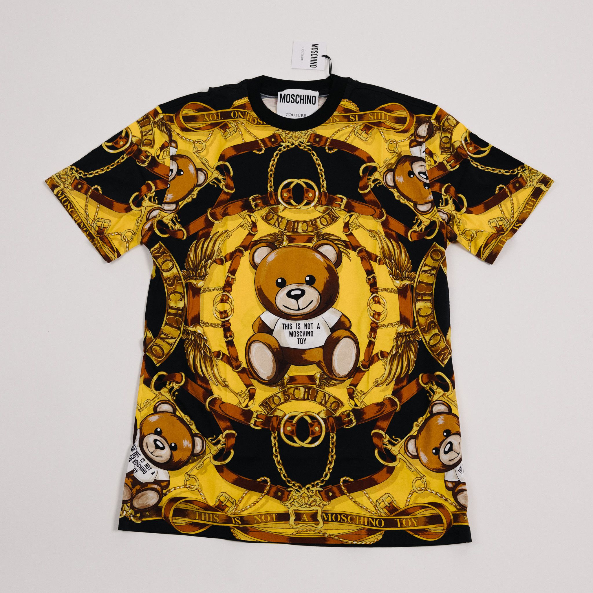 image of Moschino Teddy Bear Cotton T-Shirt in Black, Men's (Size Small)