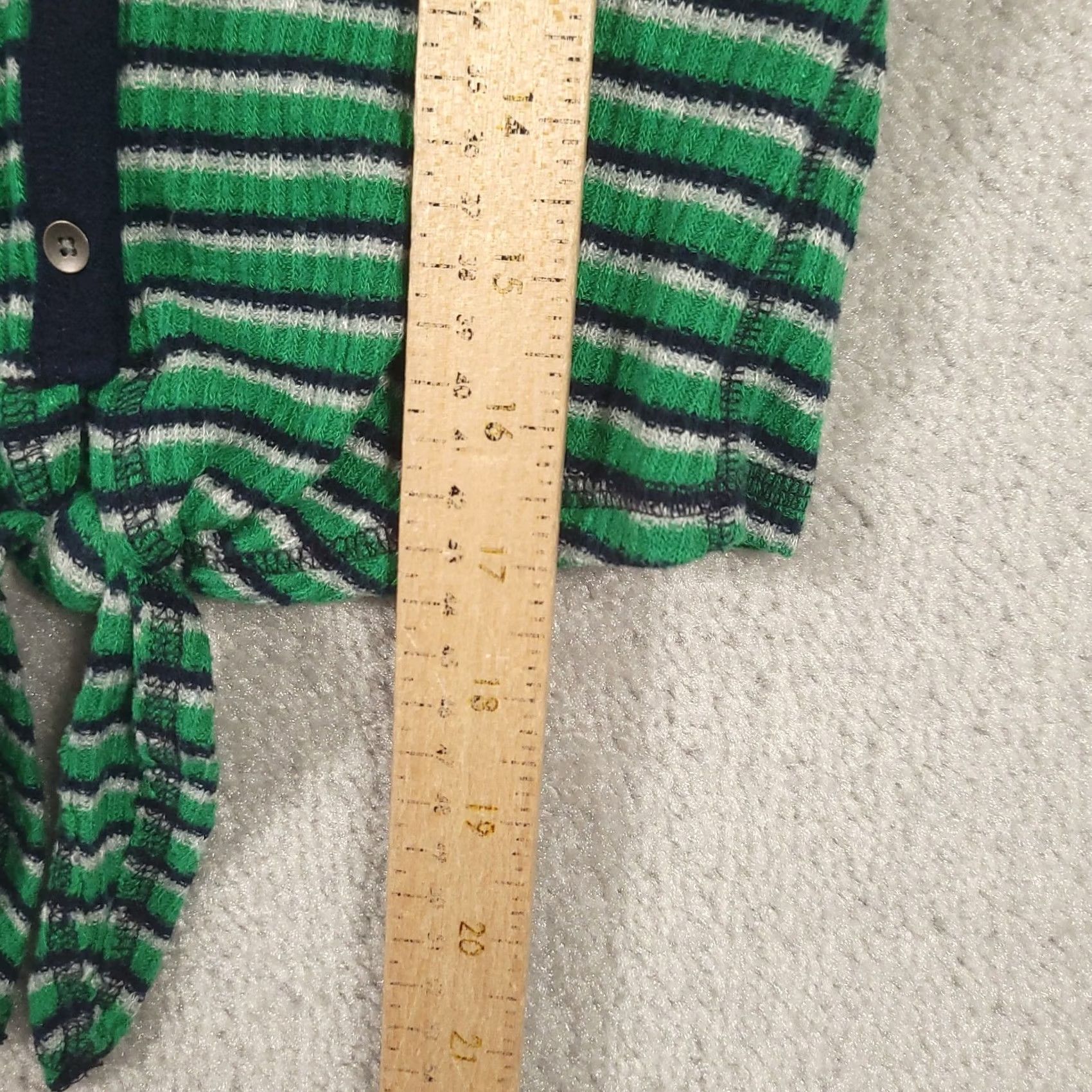 Abercrombie & Fitch Abercrombie & Fitch Long Sleeve Henley Shirt Small Tie Front Y2K Bella Swan Green Striped Cotton Blend Button-Up Womens Shirt Size S / US 4 / IT 40 - 6 Thumbnail