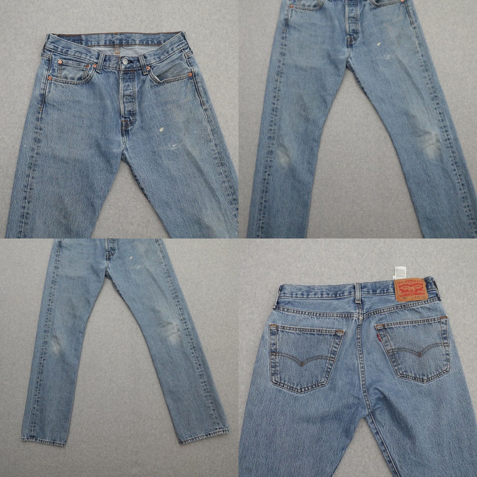 Levi's Levi's 501 Jeans Mens 31 (31X30) Distressed Button Fly Regular Fit Blue Jeans Mens Size US 31 - 9 Thumbnail