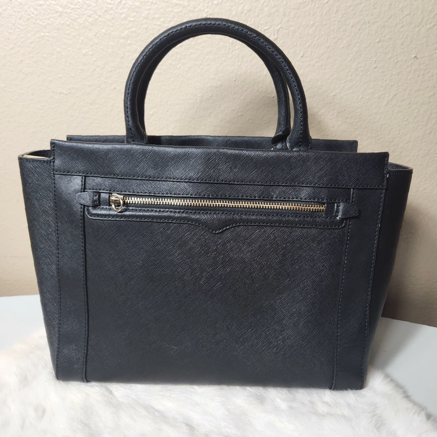 Rebecca Minkoff Rebecca Minkoff Monroe Black Saffiano Leather Purse Tote w/Crossbody Strap Size ONE SIZE - 7 Thumbnail