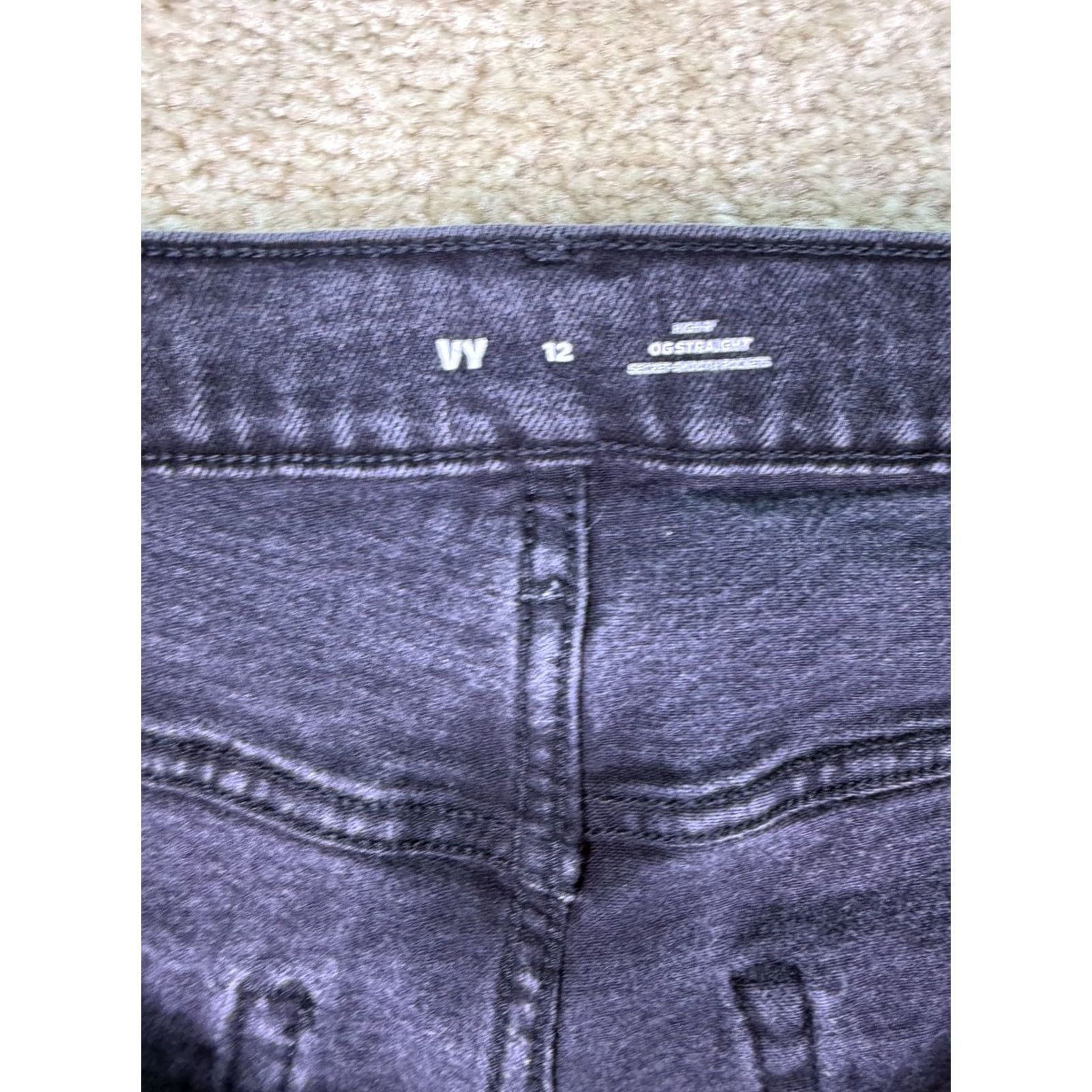 Old Navy Old Navy Jeans Womens Size 12 High Rise OG Straight Leg Black Grey Raw Hem E194 Size 34" / US 12 / IT 48 - 4 Thumbnail