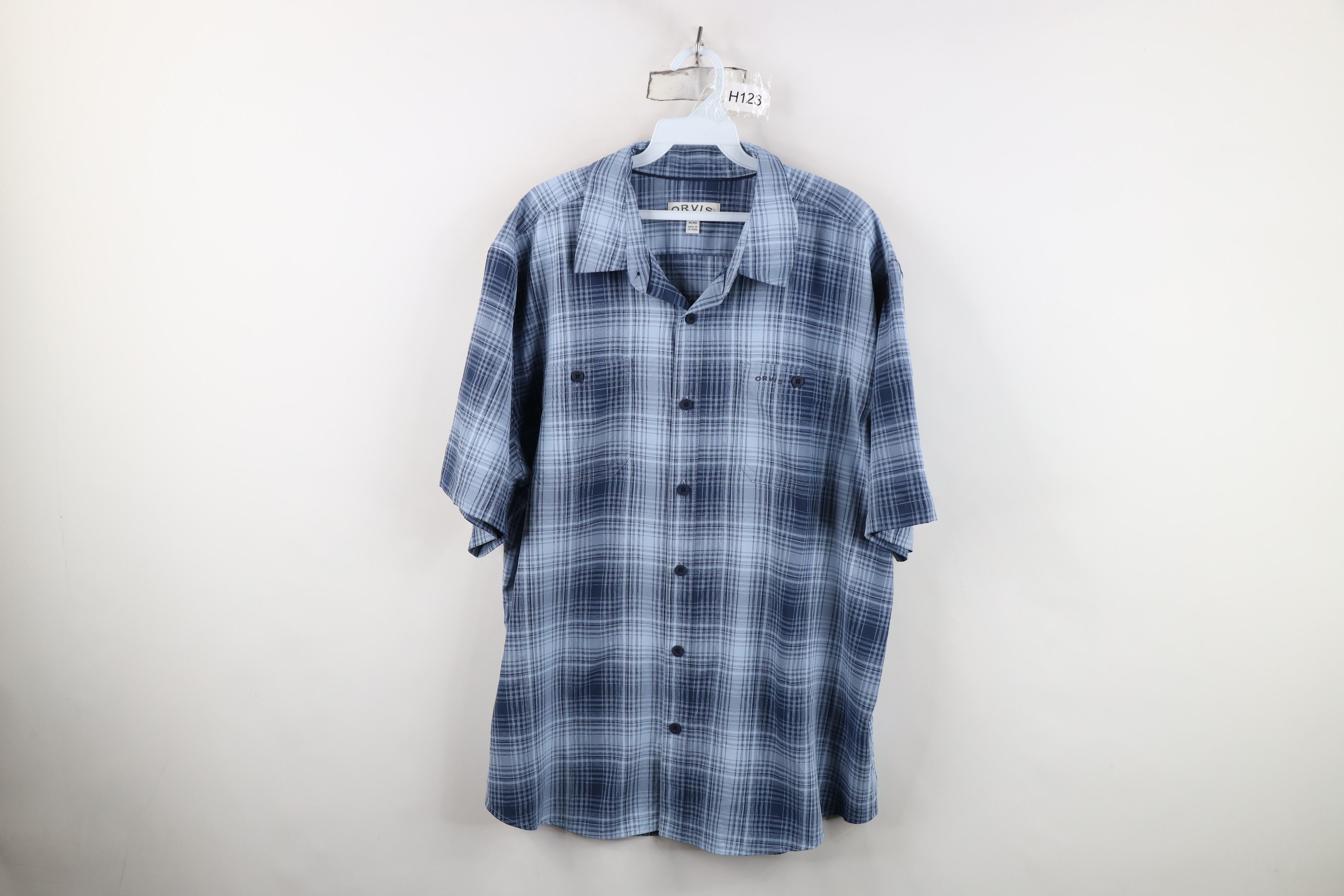 Orvis Y2K Orvis Knit Short Sleeve Collared Button Shirt Blue Plaid Size US XL / EU 56 / 4 - 1 Thumbnail