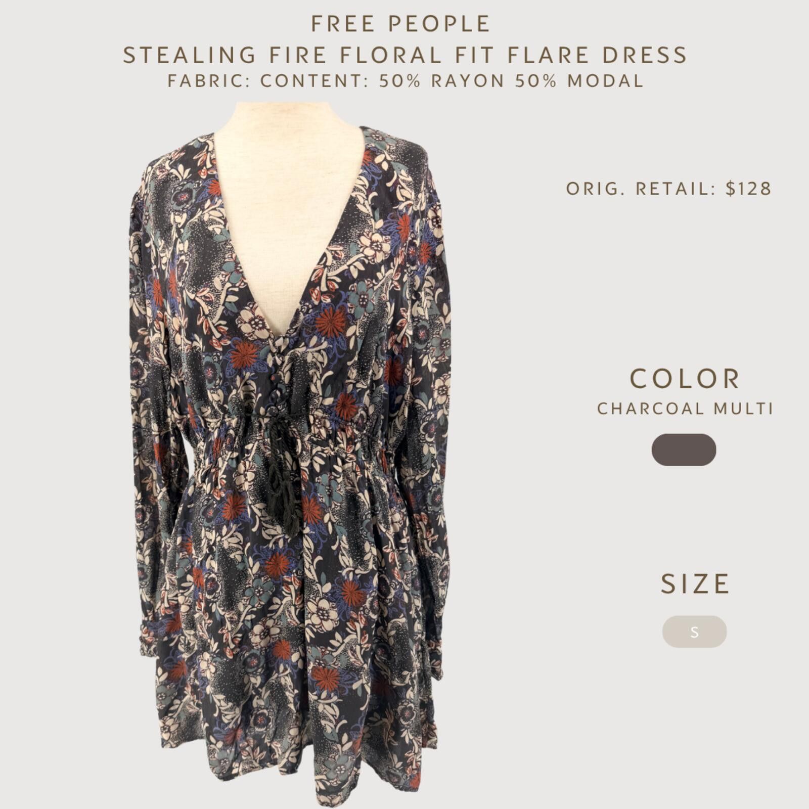 Free People Free People Stealing Fire Fit Flare Floral Mini Dress S Size S / US 4 / IT 40 - 2 Thumbnail