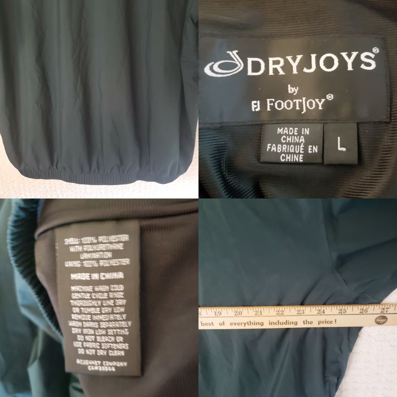 Footjoy FootJoy Dryjoys Windbreaker 1/2 Zip Pullover Shirt Jacket L Green Golf Windproof Water Resistant Casual Travel Workwear Mens Size US L / EU 52-54 / 3 - 9 Thumbnail