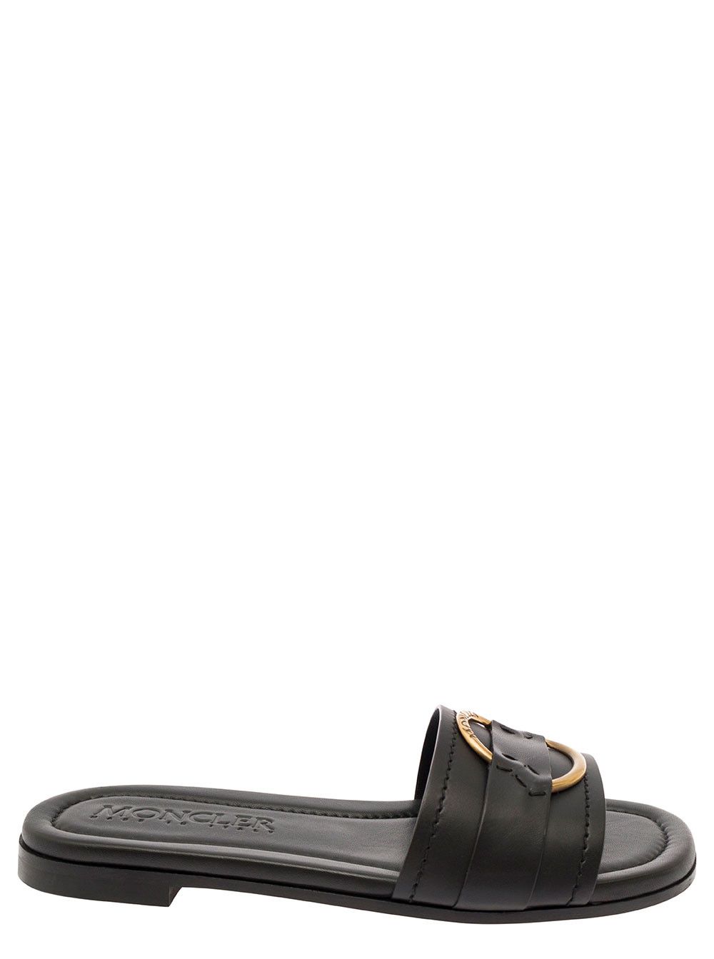 Moncler 'Bell' Black Slide with Heel in Leather Woman Size US 8 / IT 38 - 1 Thumbnail