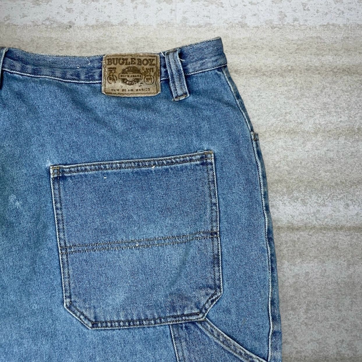 Bugle Boy Vintage 90s Bugle Boy Carpenter Jean Shorts 42x13 Light Wash Size US 42 / EU 58 - 3 Thumbnail