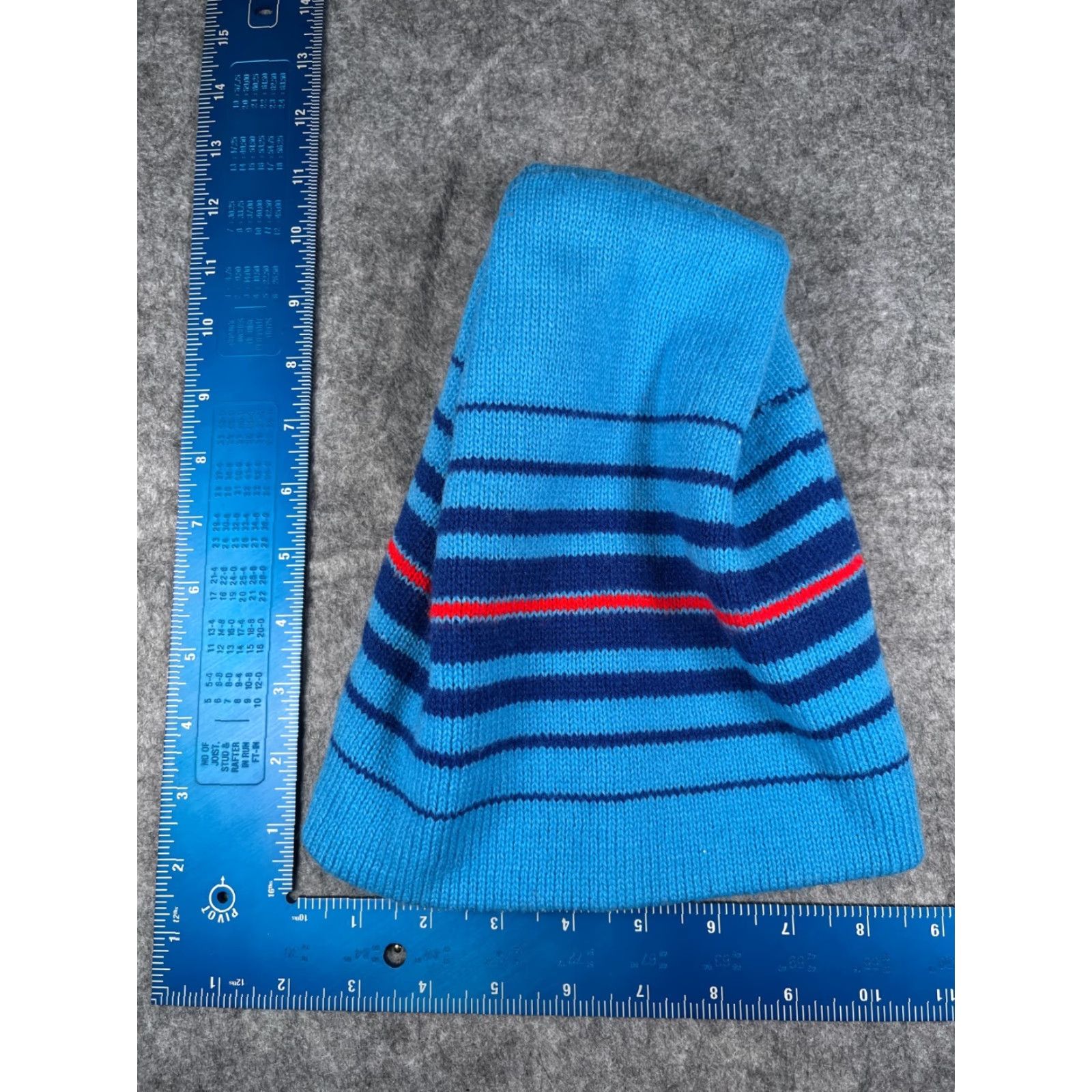 Vintage Beanie Adult One Size Blue Striped Cotton Acrylic Knit Winter Ski Outdoor Size ONE SIZE - 3 Thumbnail