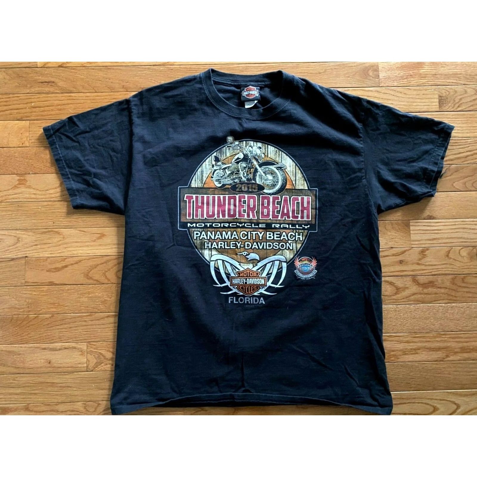 Harley Davidson Harley-Davidson T Shirt Thunder Beach Panama City Beach FL 2015 Rally Black Shirt Mens L Crew Neck Cotton Short Sleeve Skull Size US L / EU 52-54 / 3 - 2 Thumbnail