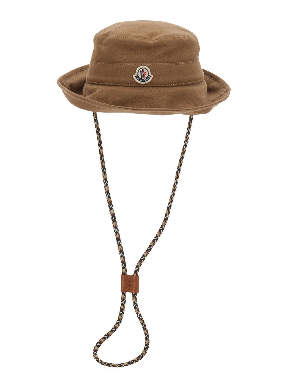 Moncler Brown Bucket Hat with Front Logo Patch and Drawstring in Cotton for Women Size ONE SIZE - 1 Thumbnail