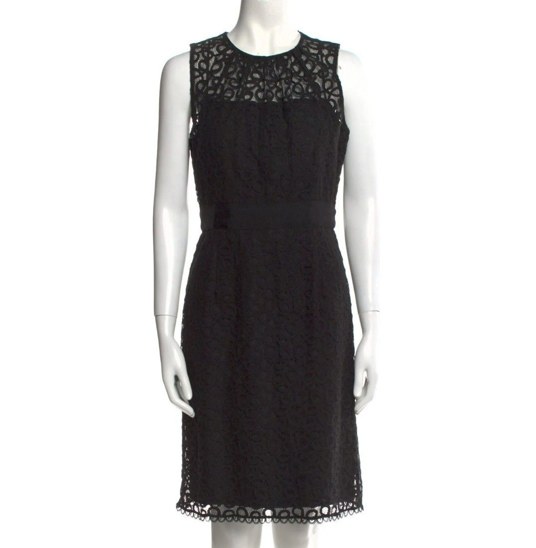 MILLY Milly Black Lace Sheath Dress Sz 6 | Cotton Nylon Blend | C Size M / US 6-8 / IT 42-44 - 7 Thumbnail