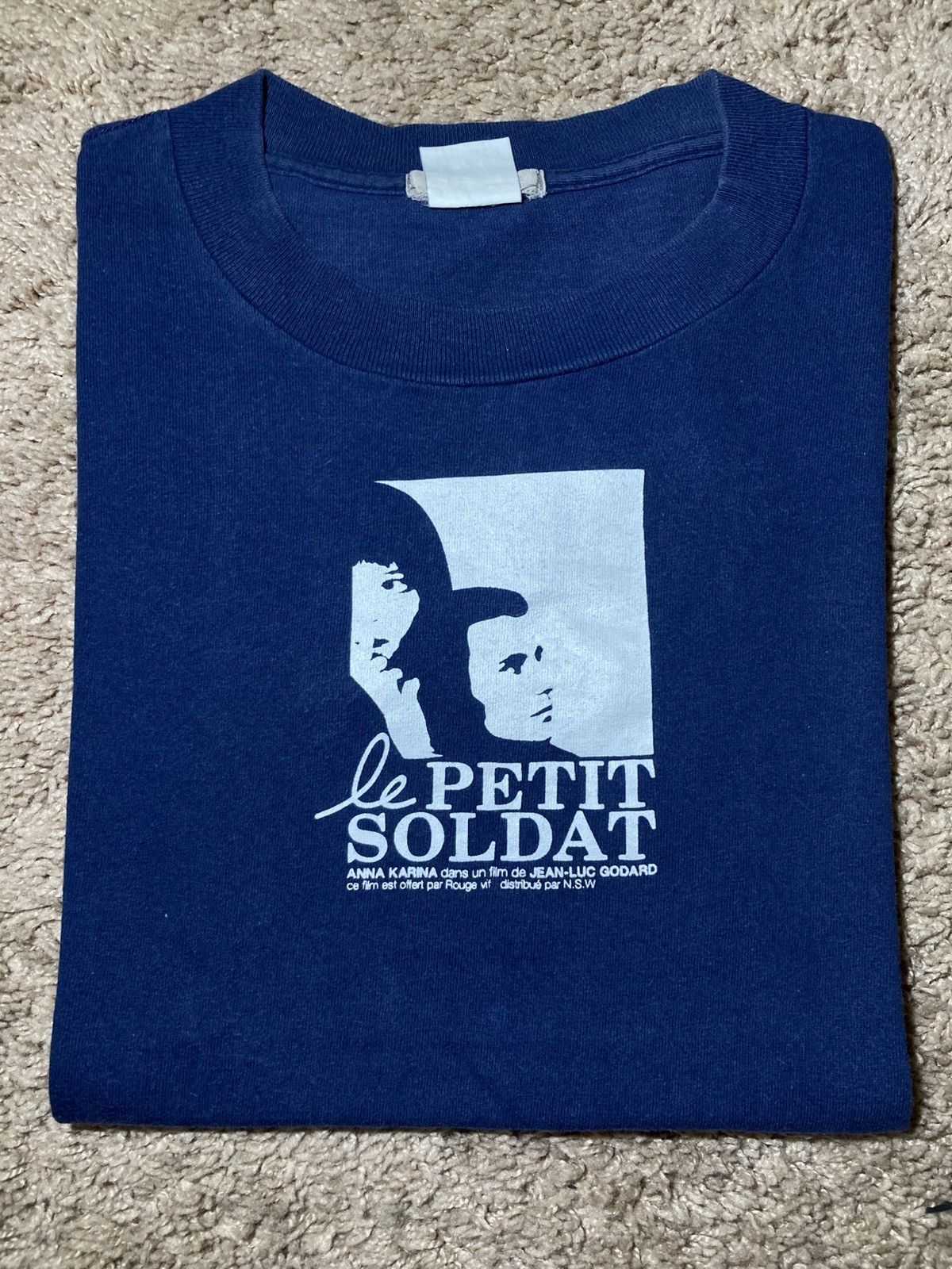 Japanese Brand 90s Jean Luc Godard Le Petit Soldad Film Tee Navy Small Size US M / EU 48-50 / 2 - 1 Thumbnail