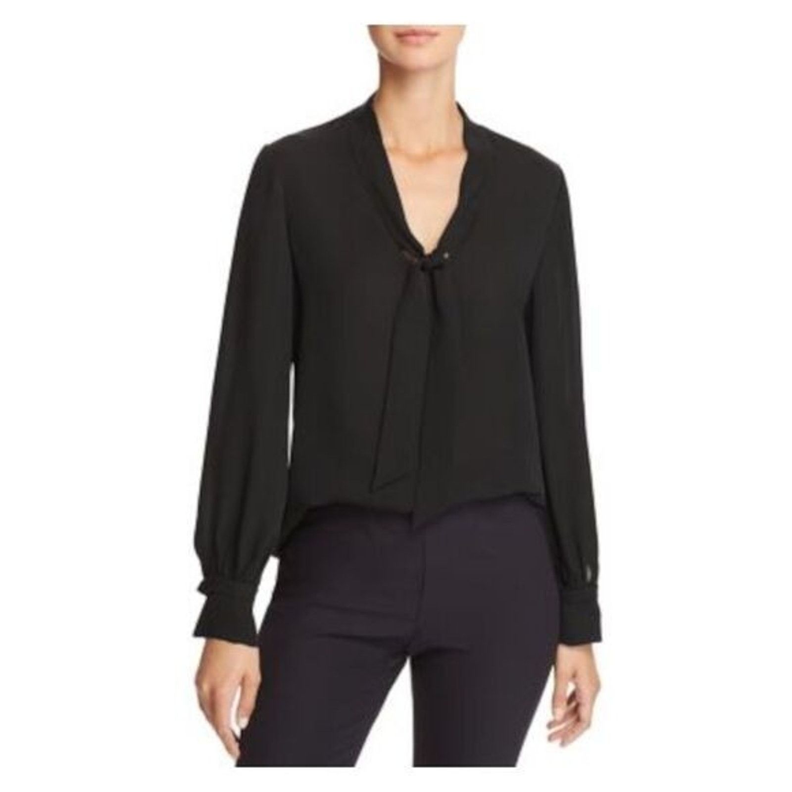 Rebecca Taylor Rebecca Taylor Sophie 100% Silk Navy Top Size L A000987 Size L / US 10 / IT 46 - 1 Thumbnail