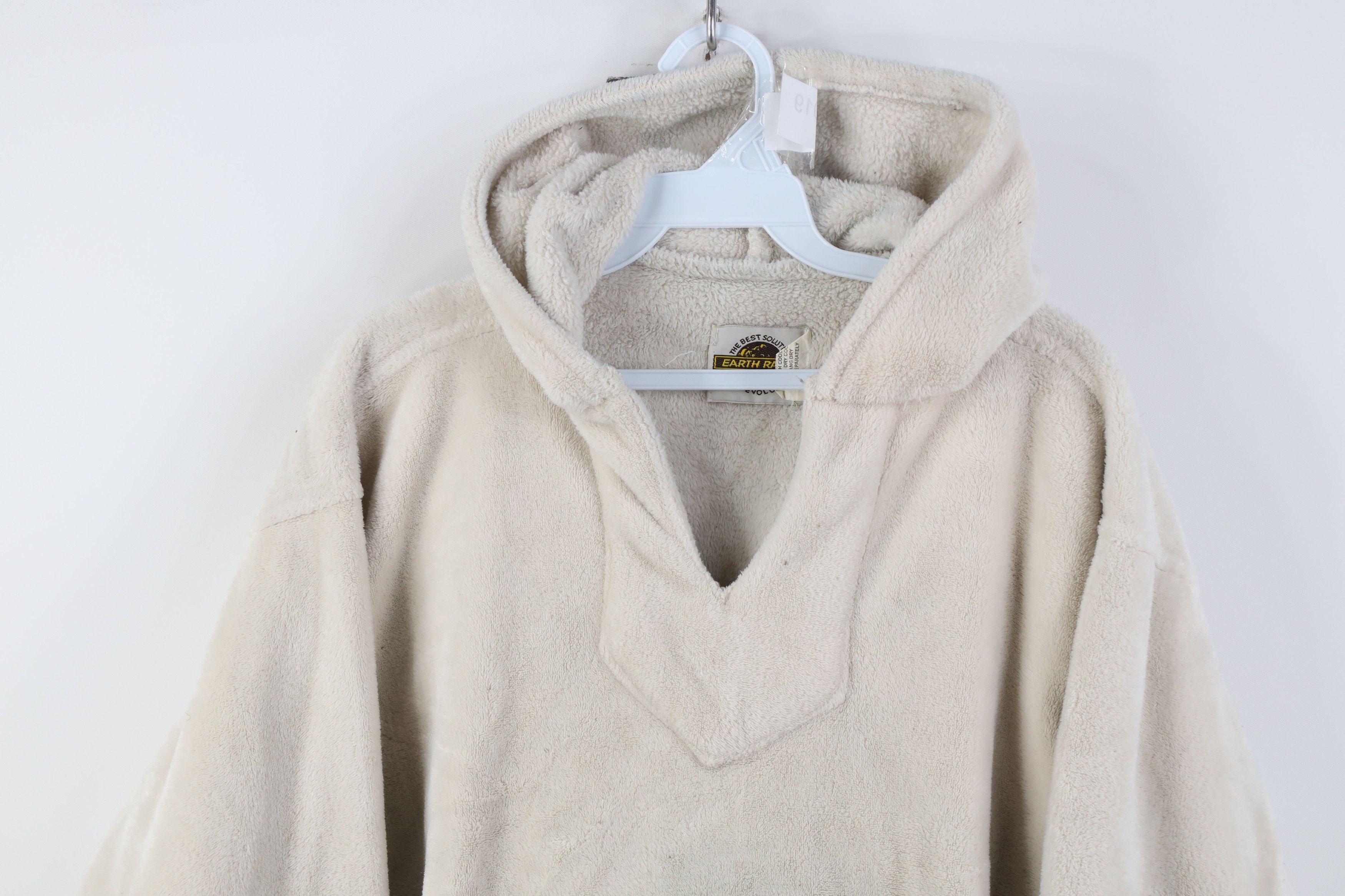 Vintage Vintage 90s Streetwear Soft Fleece Hoodie Sweatshirt Beige Size US XL / EU 56 / 4 - 2 Thumbnail