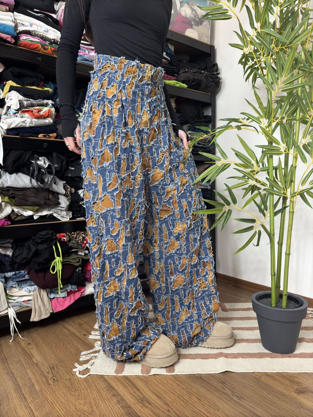 Vintage VINTAGE AVANT GARDE PATCHWORK MESH DENIM PANTS FLARE JEANS Size 28" / US 6 / IT 42 - 1 Thumbnail