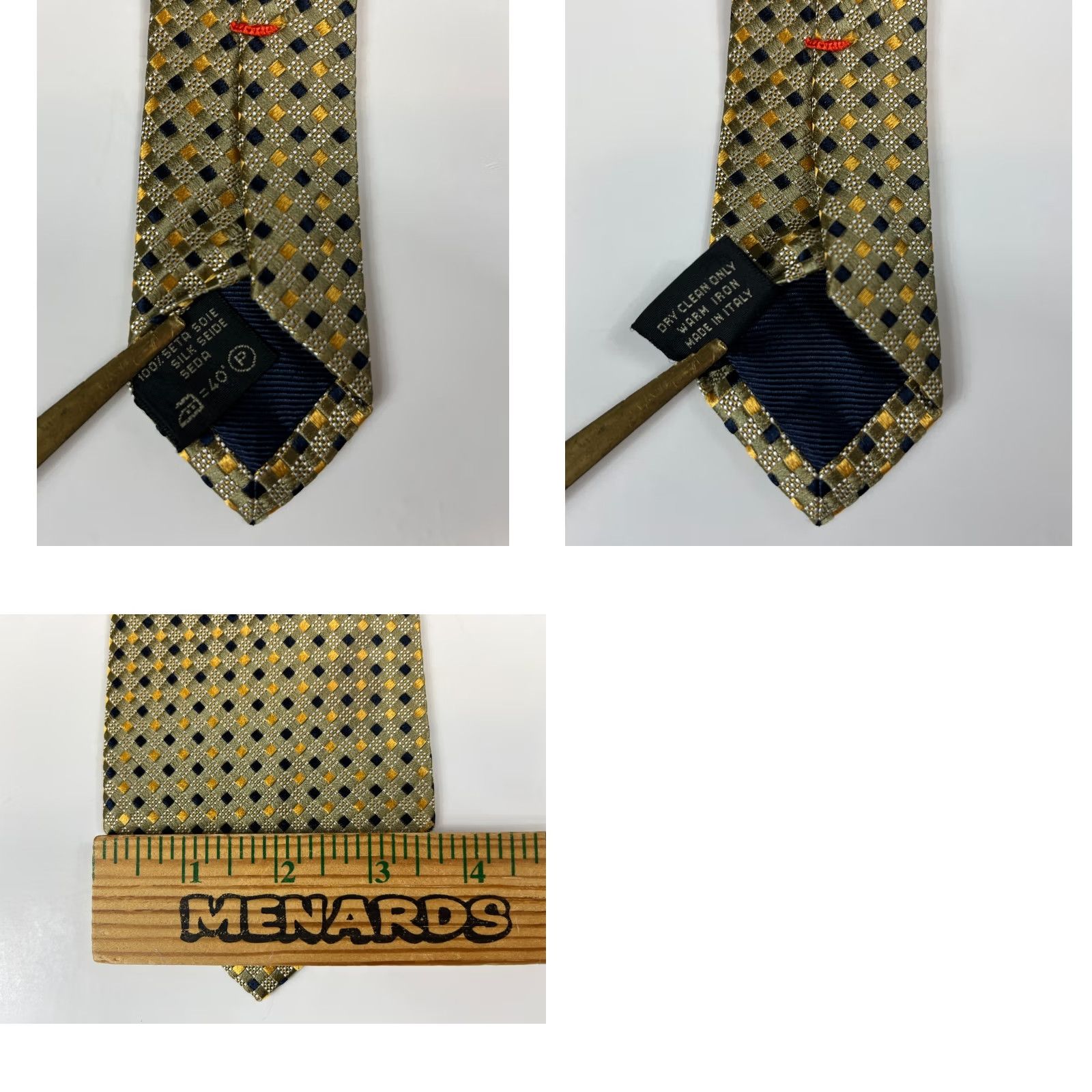 Ermenegildo Zegna VINTAGE Ermenegildo Zegna Silk Tie Geometric Men’s 58.5" Gold Width 3.75" Made in Italy Mens Size ONE SIZE - 8 Thumbnail