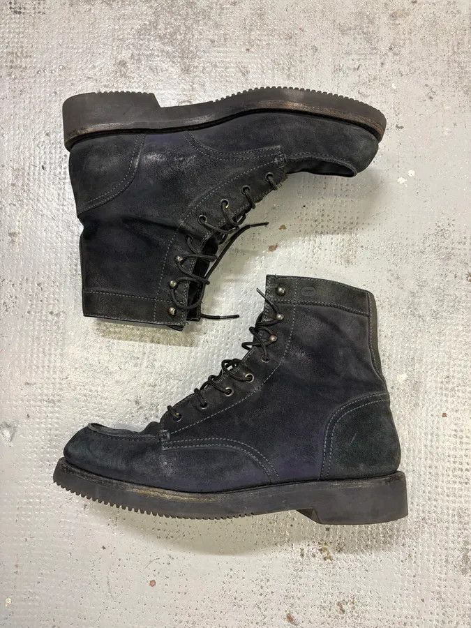 Gucci 2000s Gucci Black Suede Lace-Up Contrast Leather Boots Size US 11.5 / EU 44-45 - 4 Thumbnail