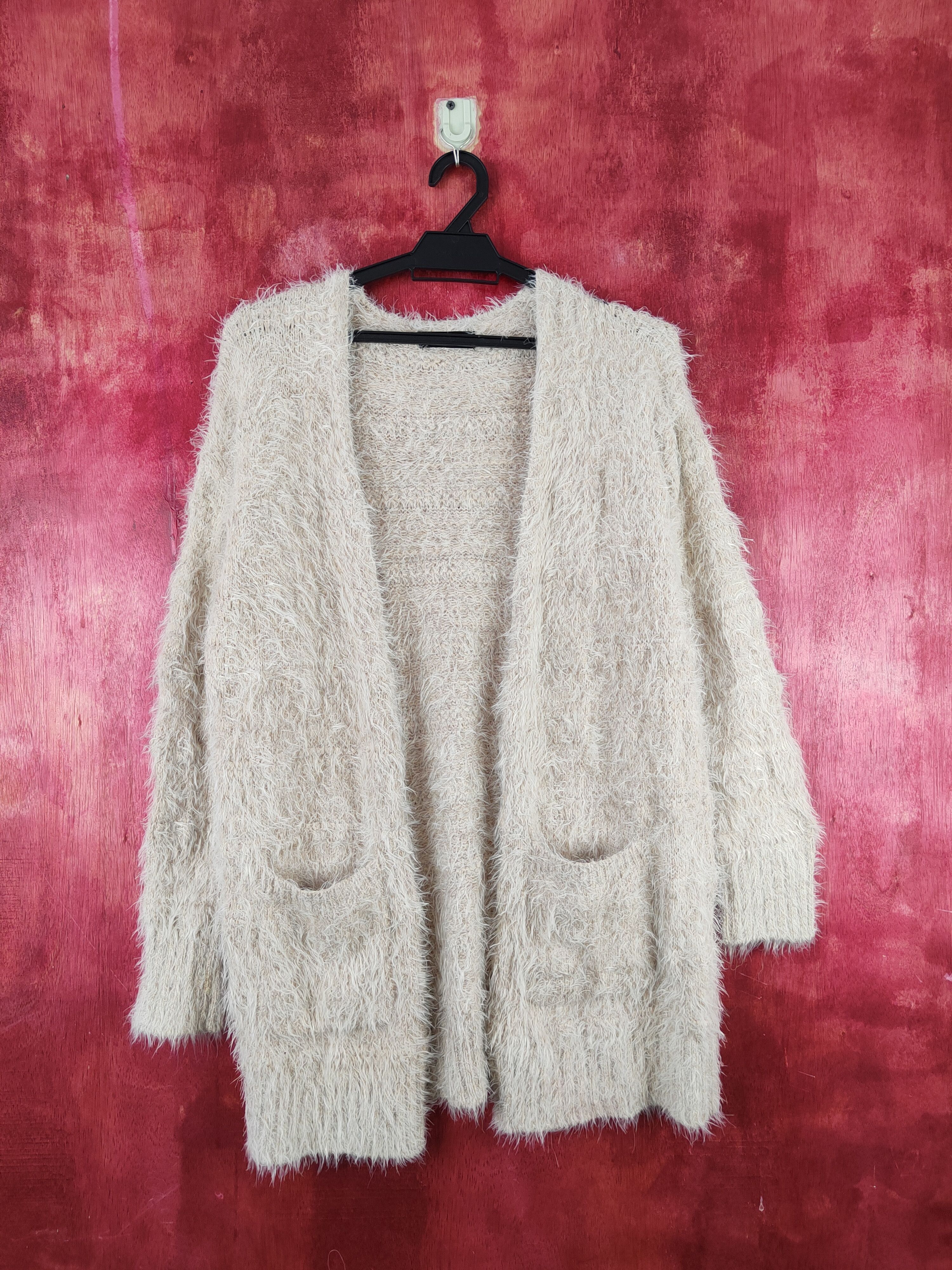 Homespun Knitwear Urban Research Beige Shag Shaggy Fur Mohair Knitwear #S2039 Size L / US 10 / IT 46 - 1 Thumbnail