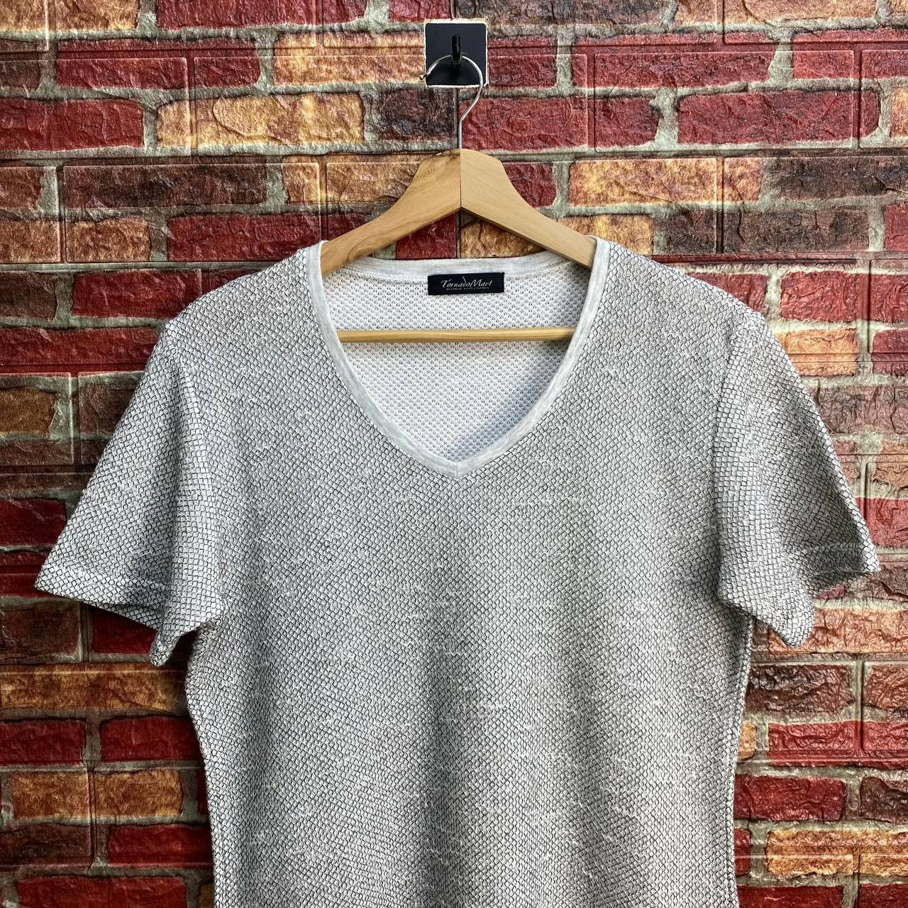 Tornado Mart Vintage Tornado Mart Grey V-Neck Minimalist Cyber-Punk Japan Size US L / EU 52-54 / 3 - 3 Thumbnail
