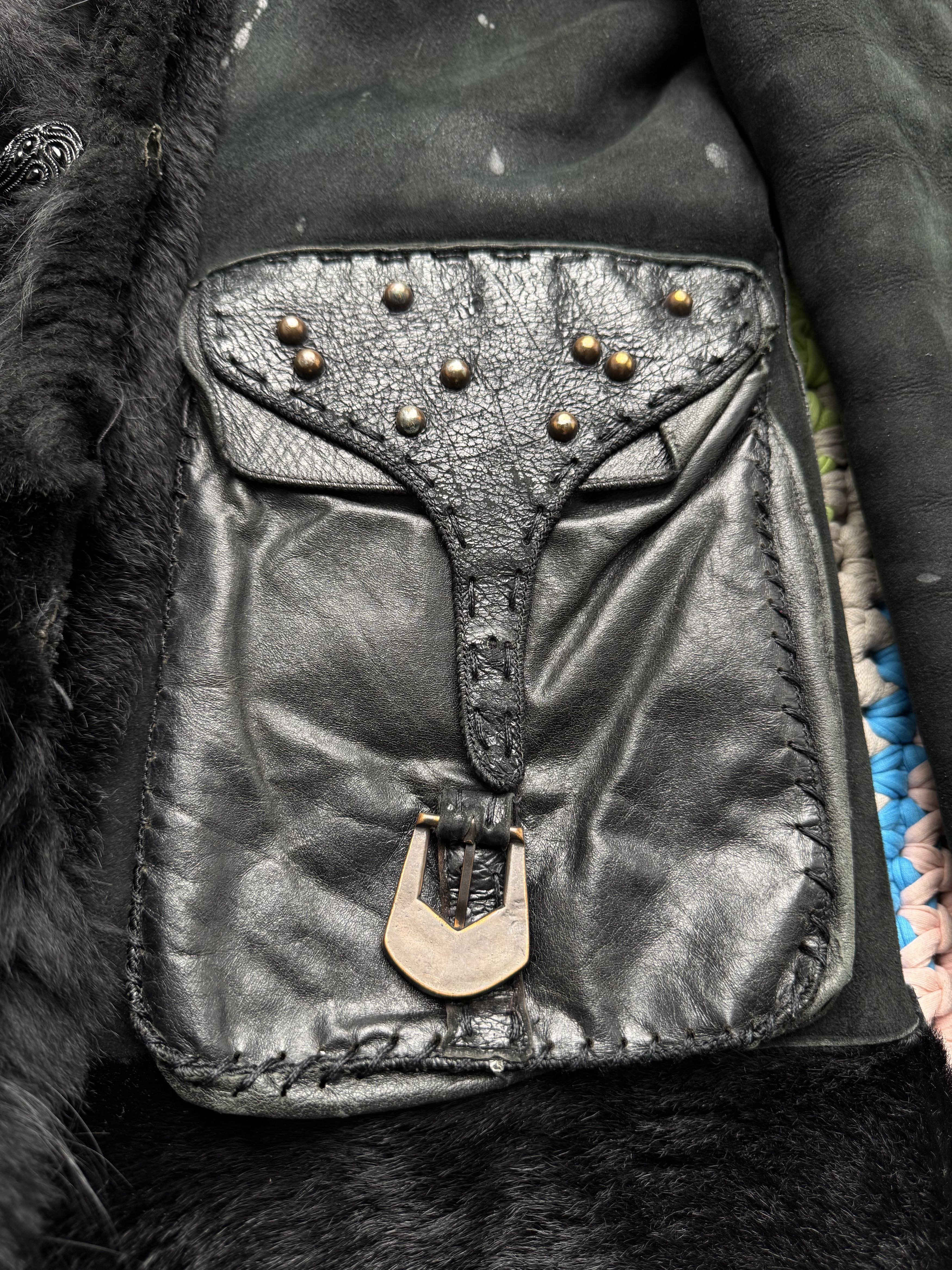 Vintage Vintage Shearling Leather Long Winter Coat Y2K Gothic Size M / US 6-8 / IT 42-44 - 12 Thumbnail