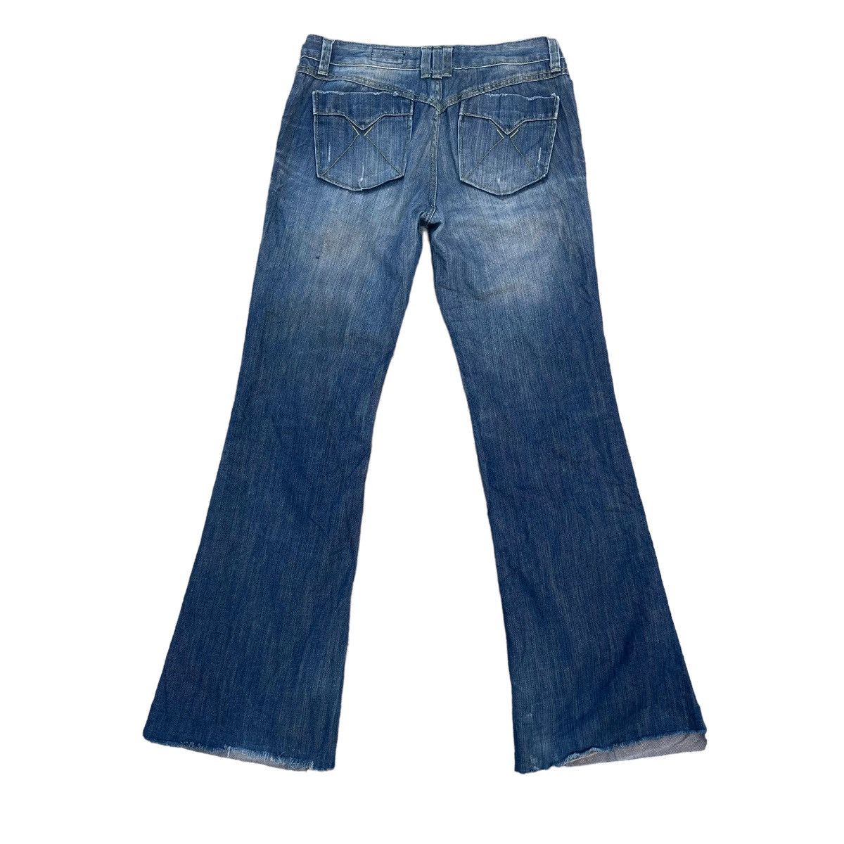If Six Was Nine BAB 109 DISTRESSED FLARE DENIM PANTS Size 29" - 2 Thumbnail