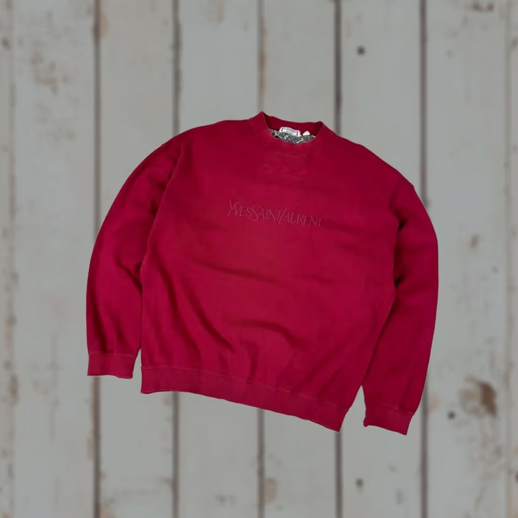 Yves Saint Laurent VINTAGE Saint Laurent Sweatshirt Big Logo 90s Men L Red Logo 90s Mens Sweatshirt Size US L / EU 52-54 / 3 - 1 Thumbnail