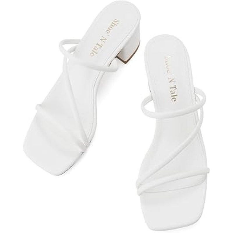 Other Shoe'N Tale Women's 6.5 White Faux Leather Open Toe Sandals Size US 6.5 / IT 36.5 - 3 Thumbnail