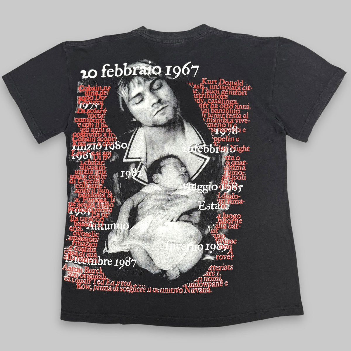Band Tees Vintage 1998 Nirvana All Over Kurt Frances Italian T Shirt Size US L / EU 52-54 / 3 - 2 Thumbnail