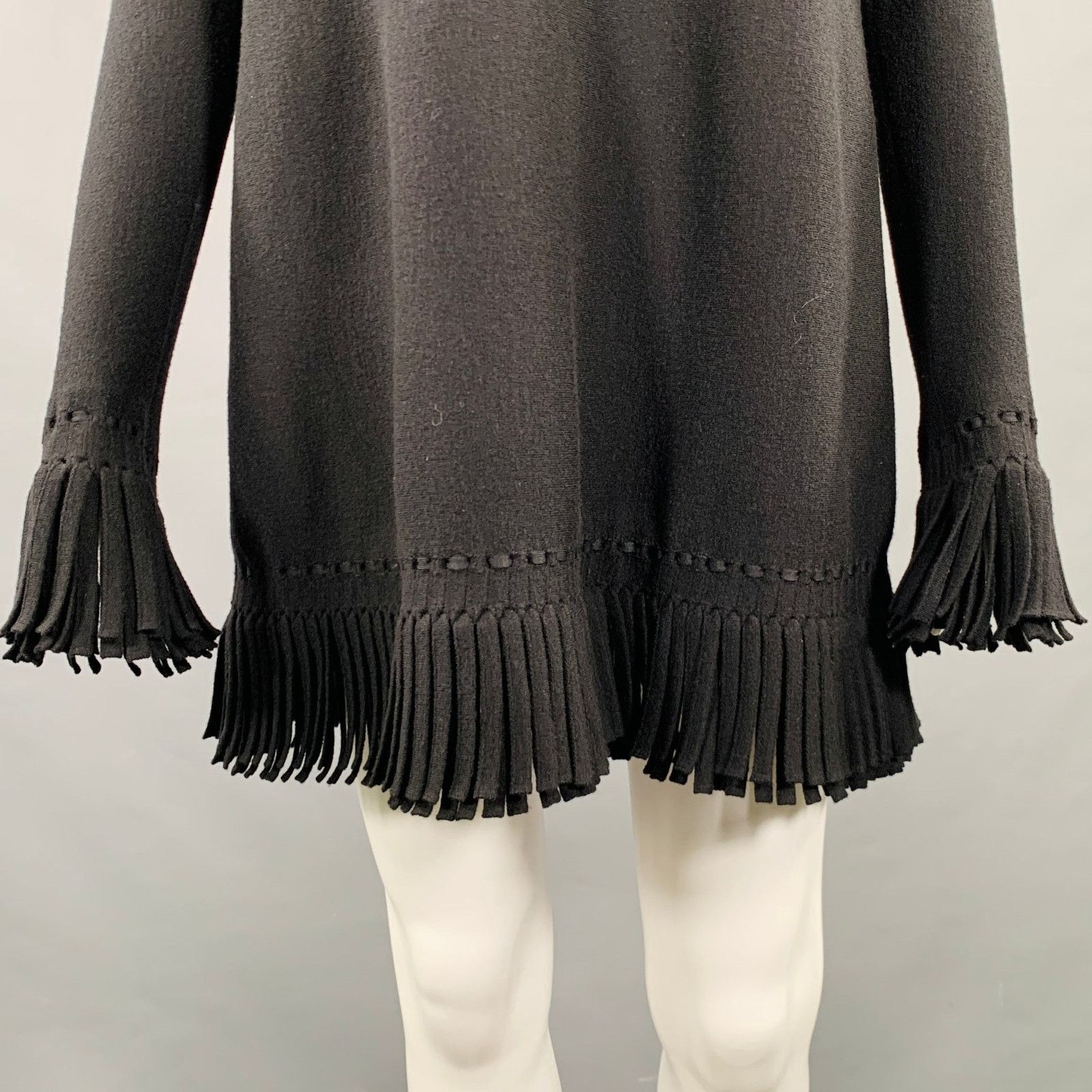 Alaia ALAIA Size 6 Black Wool Blend Fringe Trim Mini Dress Size M / US 6-8 / IT 42-44 - 2 Thumbnail