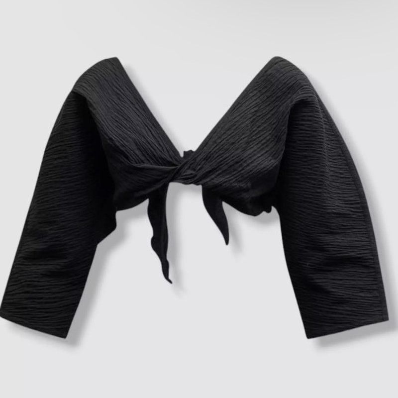 Mara Hoffman Mara Hoffman Justine Twist-Front Cropped Blouse Black sz L Size L / US 10 / IT 46 - 13 Thumbnail