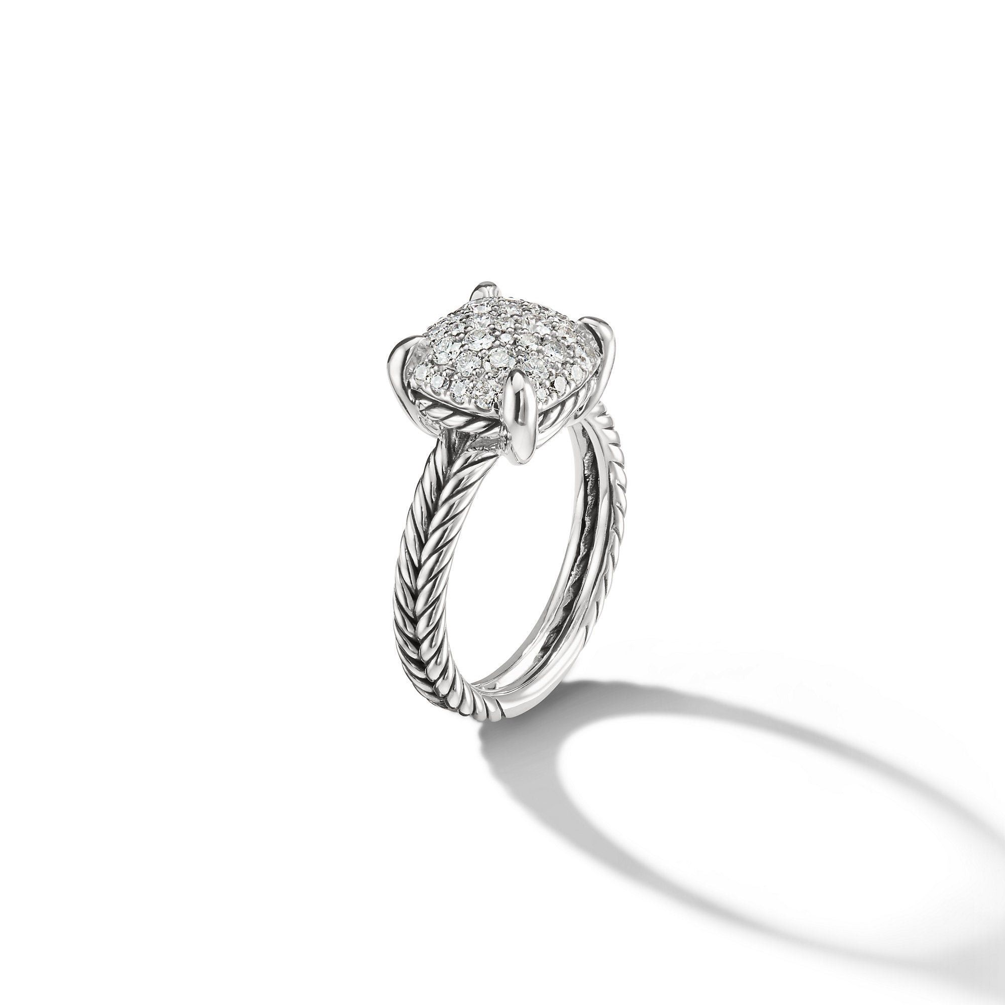 o1w1db10525 R12867D Ring in Silver with Pave Diamond