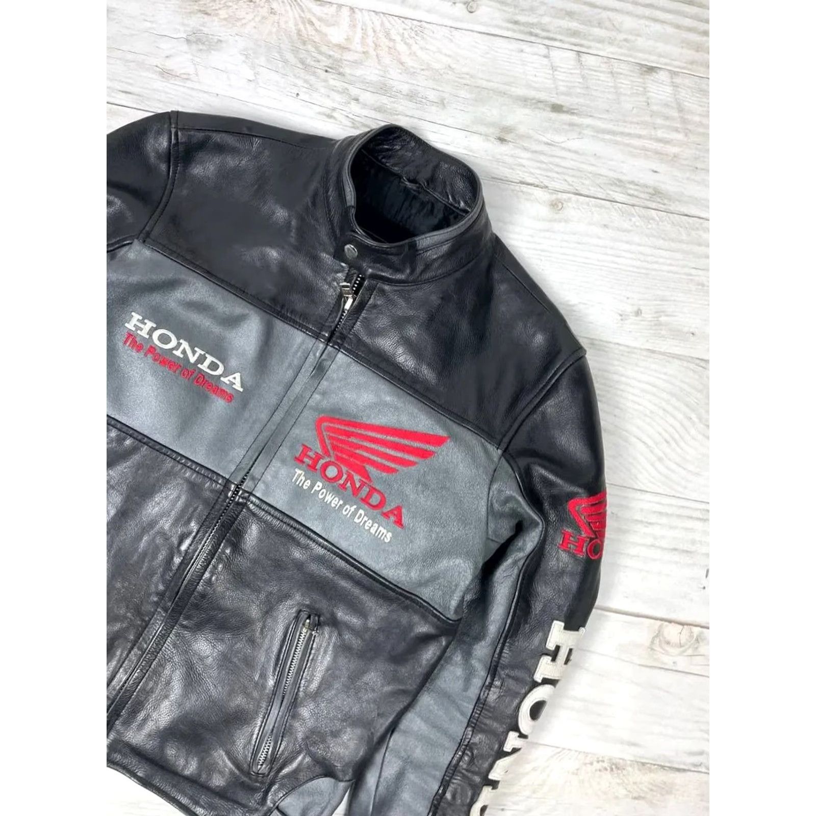 Honda VINTAGE Honda Racing Leather Motorcycle Jacket Moto Men XS Black Jacket Size US XS / EU 42 / 0 - 2 Thumbnail